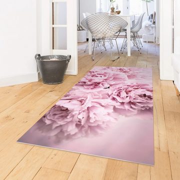 Läufer Teppich Vinyl Flur Küche Blumen Landhaus funktional lang, Bilderdepot24, Läufer - rosa glatt