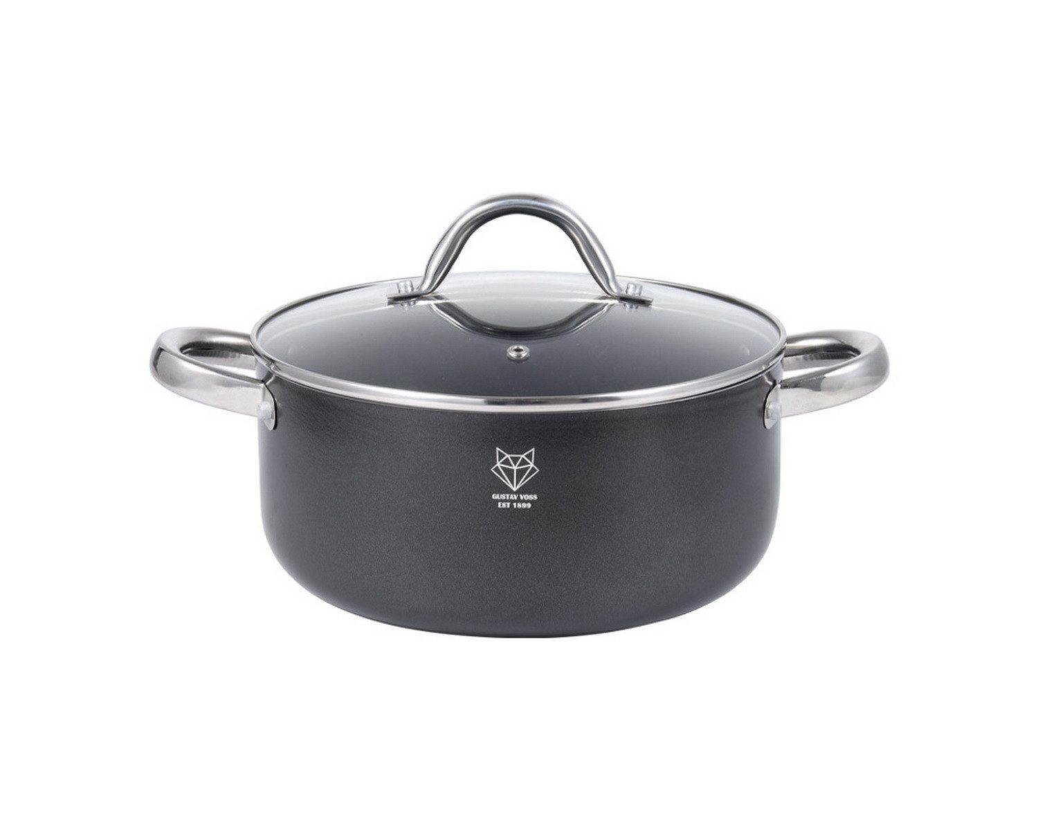 Gustav Voss Kochtopf Topf PIRÄUS, gehärtete Aluminiumlegierung (induktionsfähiger Kochtopf, Bratentopf Gemüsetopf), Procalon®Cera-Beschichtung, spülmaschinengeeignet