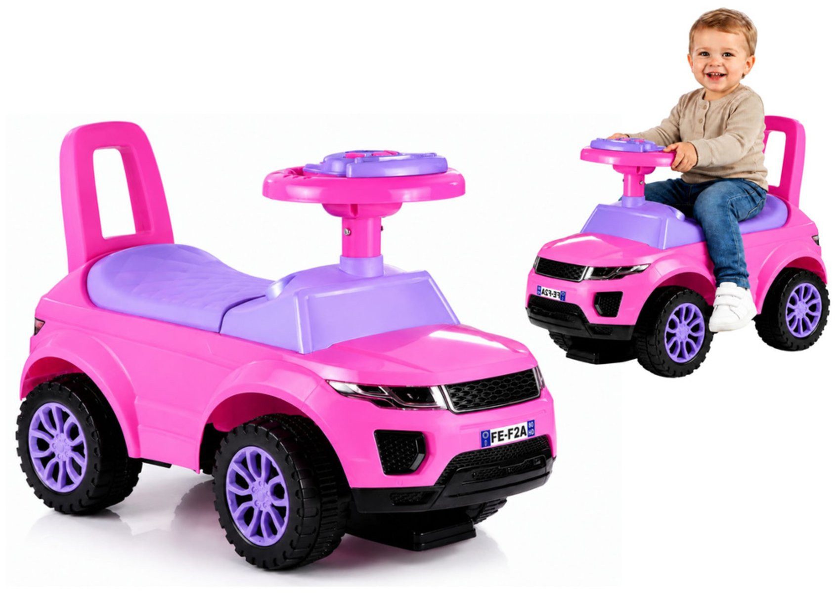 Wisam Rutscherauto Rutschauto 613W Rosa Fahrzeug für Kinder Sound- und Lichteffekten Baby