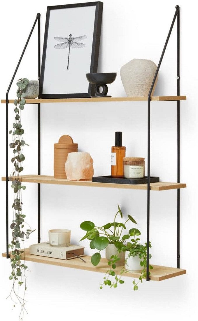 Mascot Regal LIFA LIVING Wandregal Alicante Holz Metall 3 Etagen 65x17x84 cm, 1-tlg.