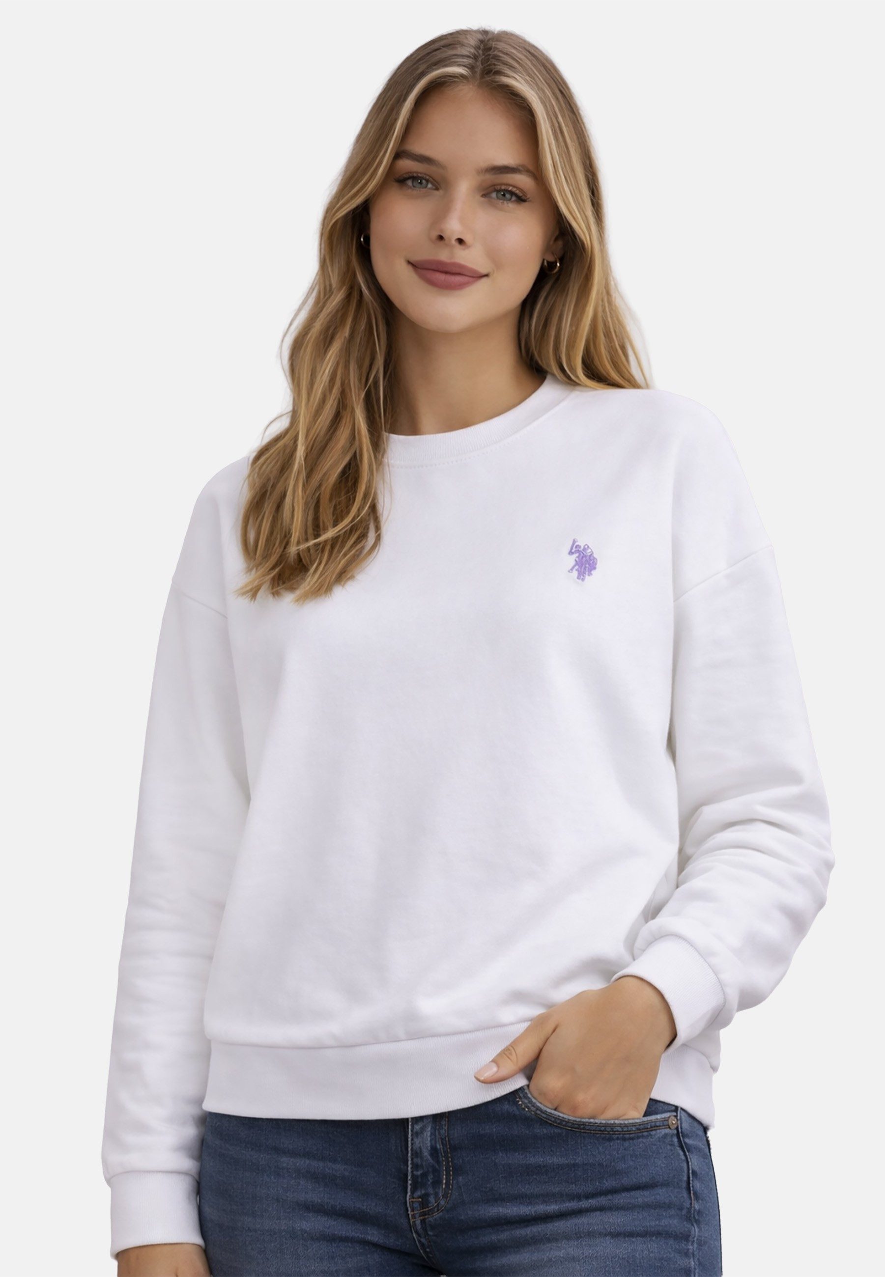 U.S. Polo Assn. Sweatshirt USKalatine Pullover Rundhals – Baumwollmix Sweater Weicher Rundhalspullover mit Stretch und Logo-Stickerei