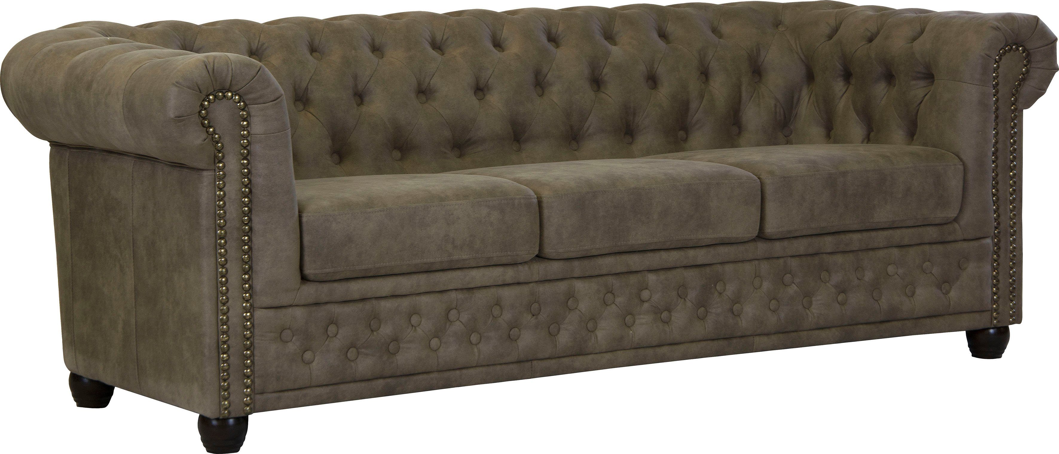 Home affaire Chesterfield-Sofa Rysum, Chesterfield-Optik, in 2 Bezugsqualitäten, 2 Ausf. schnell lieferbar