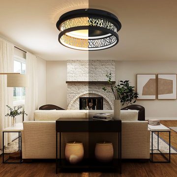 ZMH LED Deckenleuchte Deckenlampe schwarz Wohnzimmer warmweiß, LED fest integriert