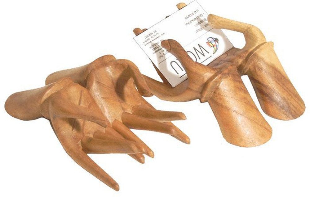 WORU Dekofigur Visitenkartenhalter aus Soar Holz handgeschnitzt Schreibtisch Deko