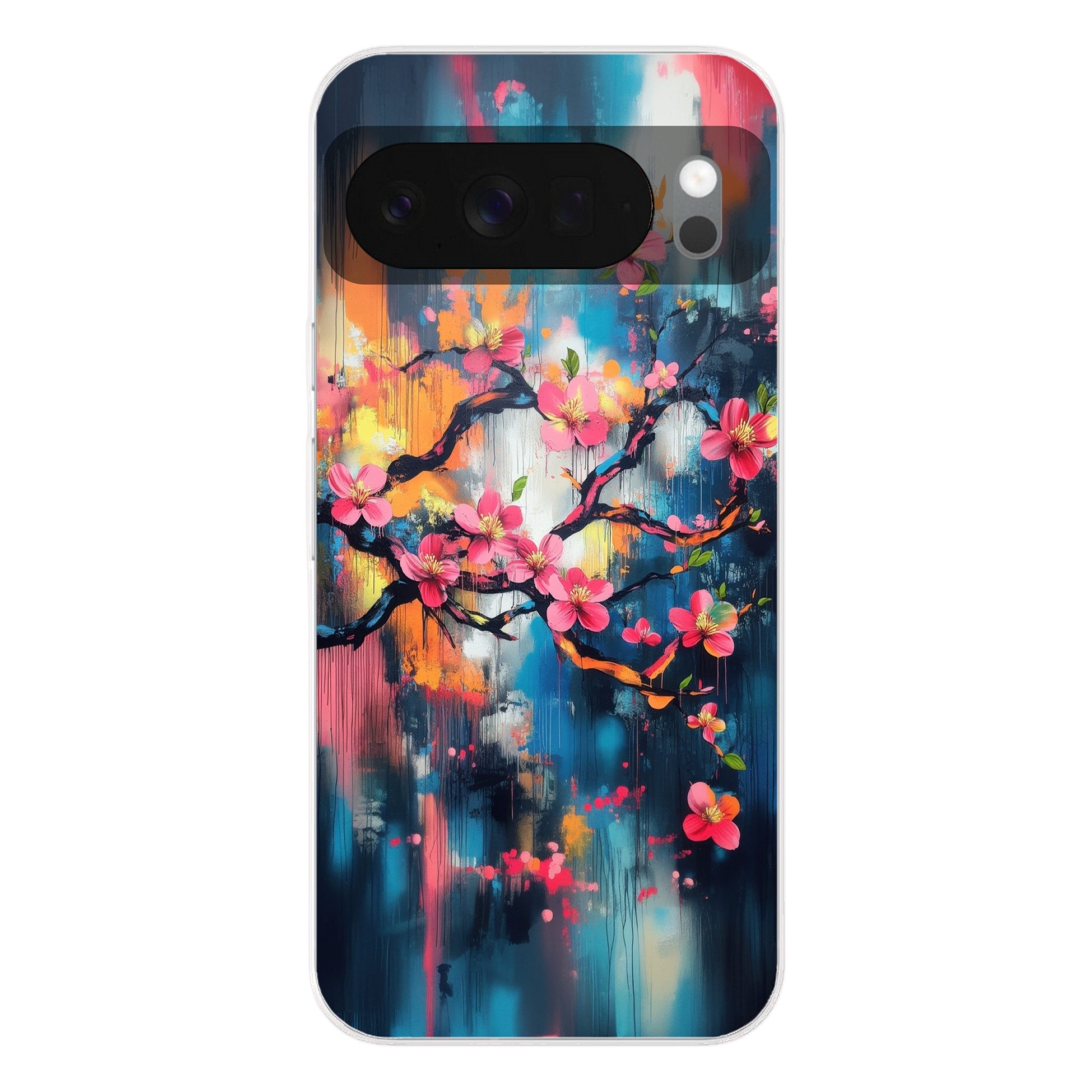 MuchoWow Handyhülle für Google Pixel 10 Pro XL Blumen - Zweig - Künstlerisch - Rosa, Phone Case, Silikon, Schutzhülle Dünn