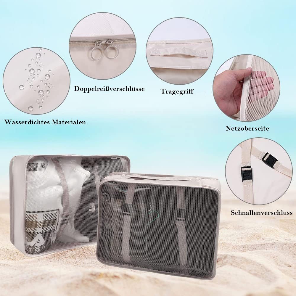 TUWENA Kofferorganizer Koffer Organizer Set 8-teiliges, Packing Cubes, Reise Kleidertaschen, Reise Essentials Organizer - Kosmetiktasche, Kleidertasche Schuhbeutel