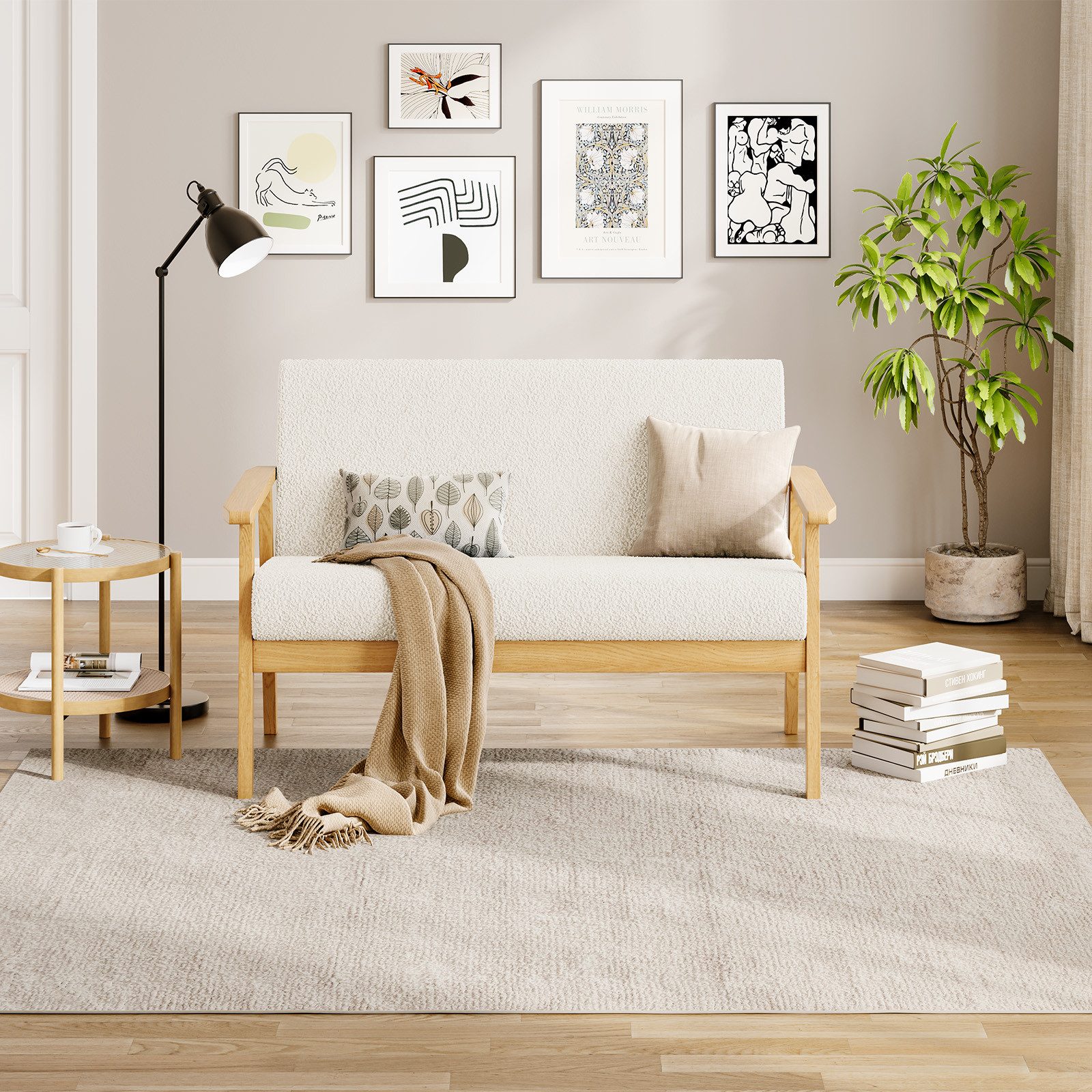 OUNUO Sofa 2 Sitzer Sofa Couch Loungesofa Modern und Skandinavisch, Weiß günstig online kaufen