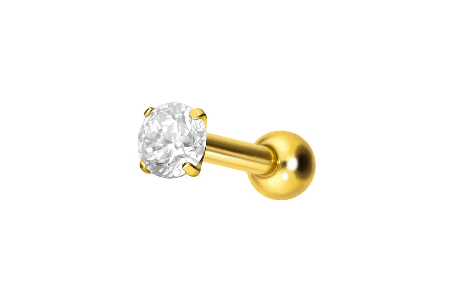 Piercing-Set Titan Ohrpiercing mit Innengewinde EINGEFASSTER KRISTALL