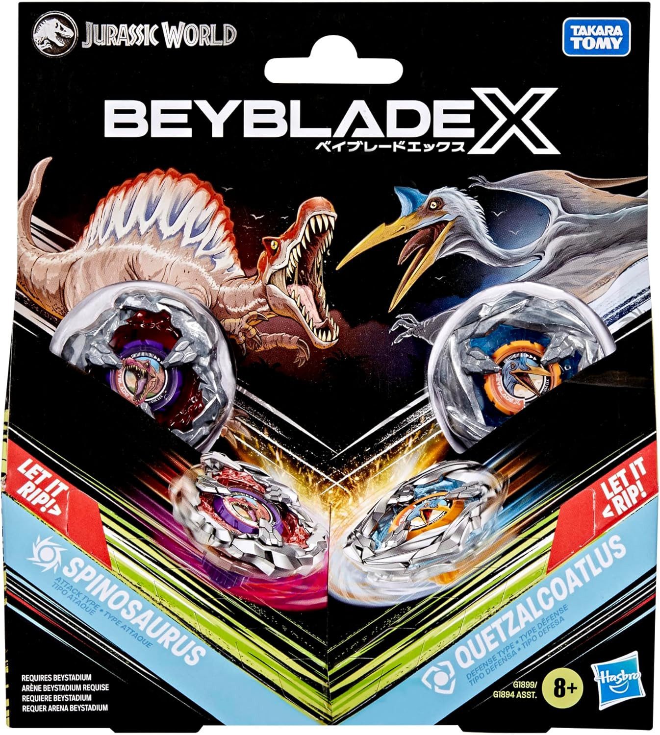 Hasbro Speed-Kreisel Hasbro Beyblade X Jurassic World Collab Spinosaurus Quetzalcoatlus