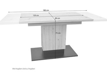 moebel-direkt-online Säulen-Esstisch Hannes (Inklusive zwei Einlegeplatten, ausziehbar von 120 bis 180 cm)