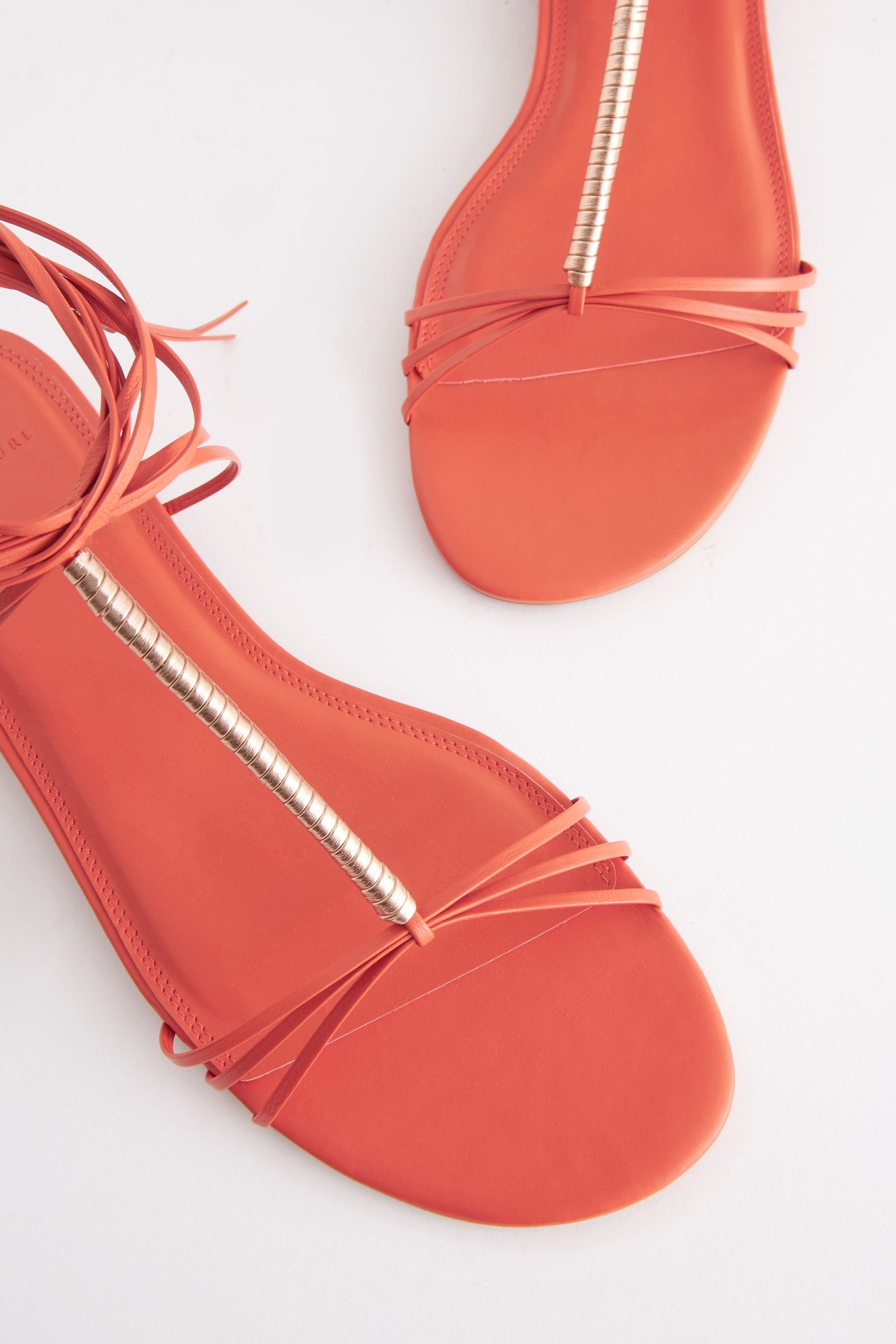 Next Signature Riemchensandalen aus Leder Orange Riemchensandale Metallic mit (1-tlg)