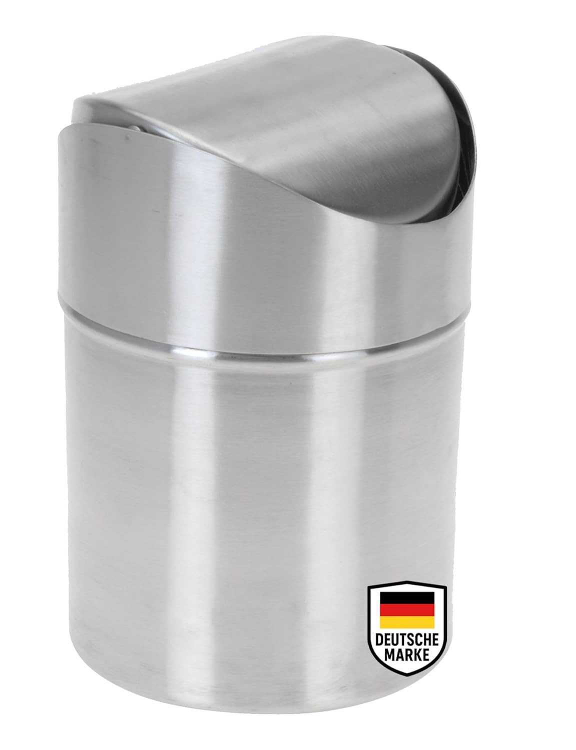 mucHome Mülleimer Tischabfalleimer aus Edelstahl mit Schwingdeckel, Höhe 16cm Ø 12cm