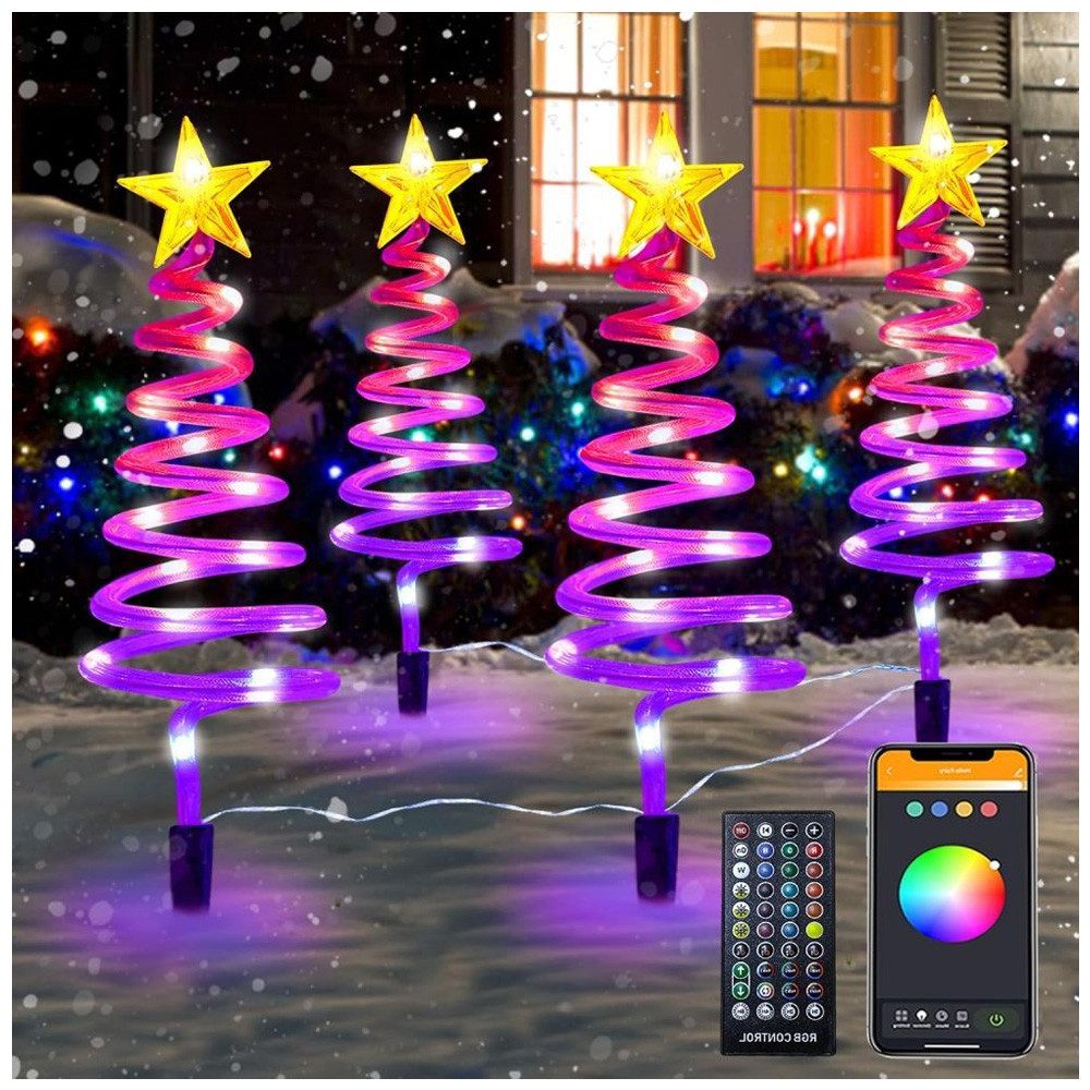 QUBEBU LED Gartenleuchte Außenleuchte 4er Set Spiral Stern Gartenstecker We günstig online kaufen