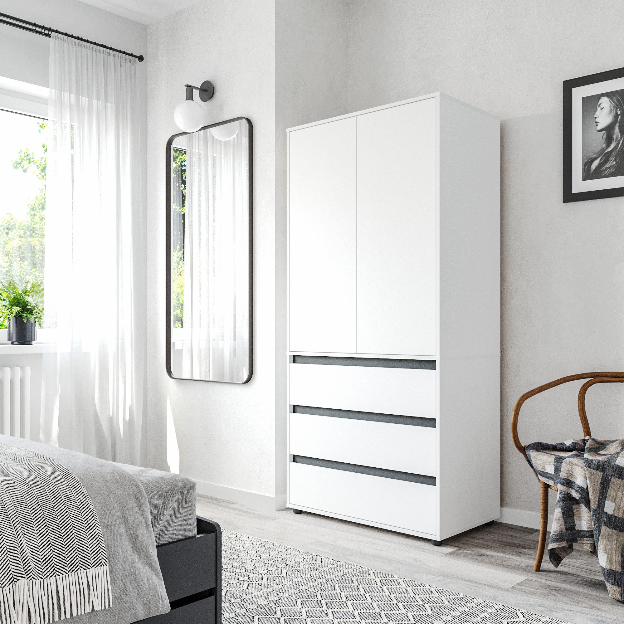 KOMTO Garderobenschrank CUBE 60-90 cm Mit Fächern Schubladen Kleiderschrank günstig online kaufen