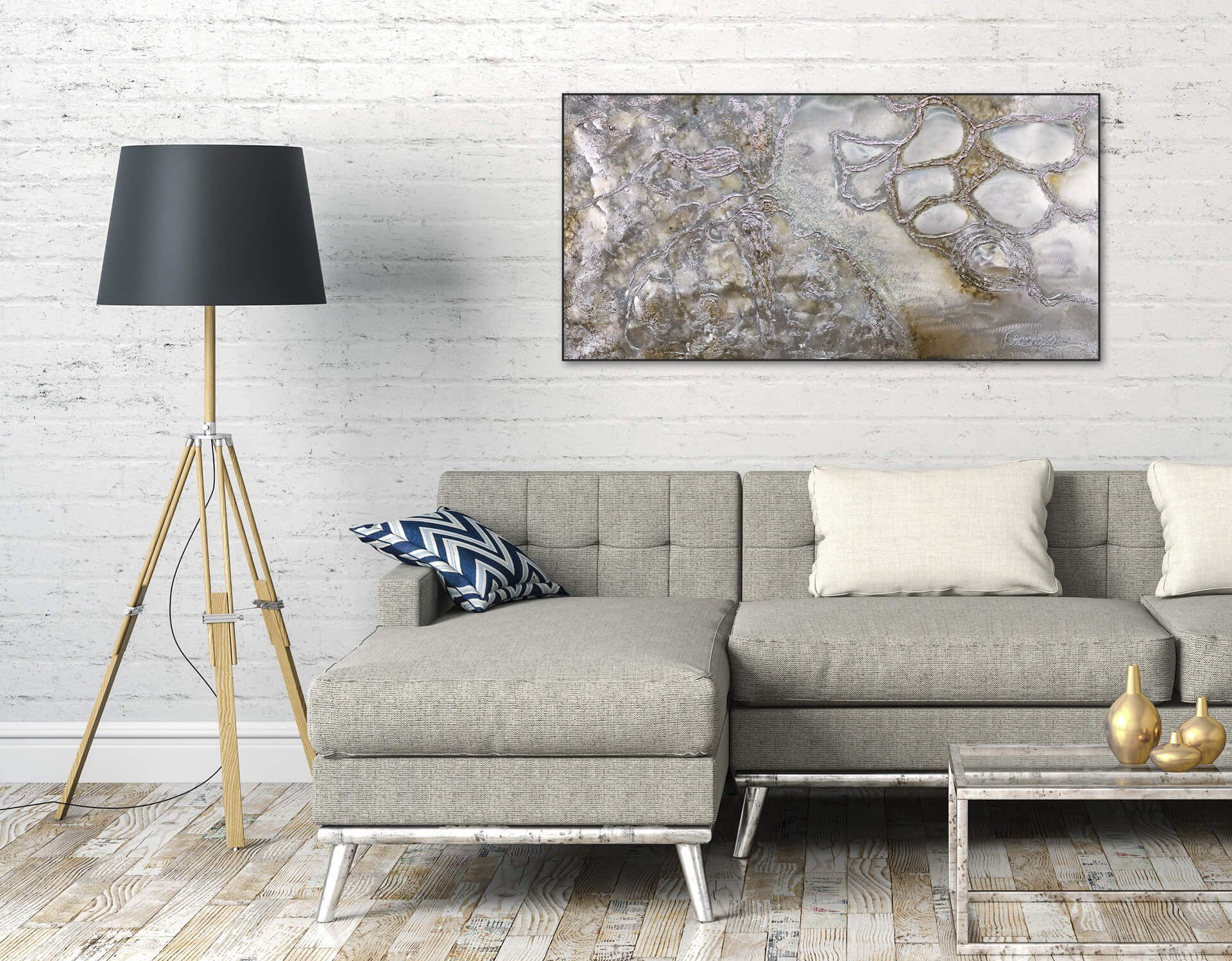 KUNSTLOFT Gemälde Snakeskin 120x60 cm, 100% Leinwandbild Wohnzimmer Wandbild HANDGEMALT