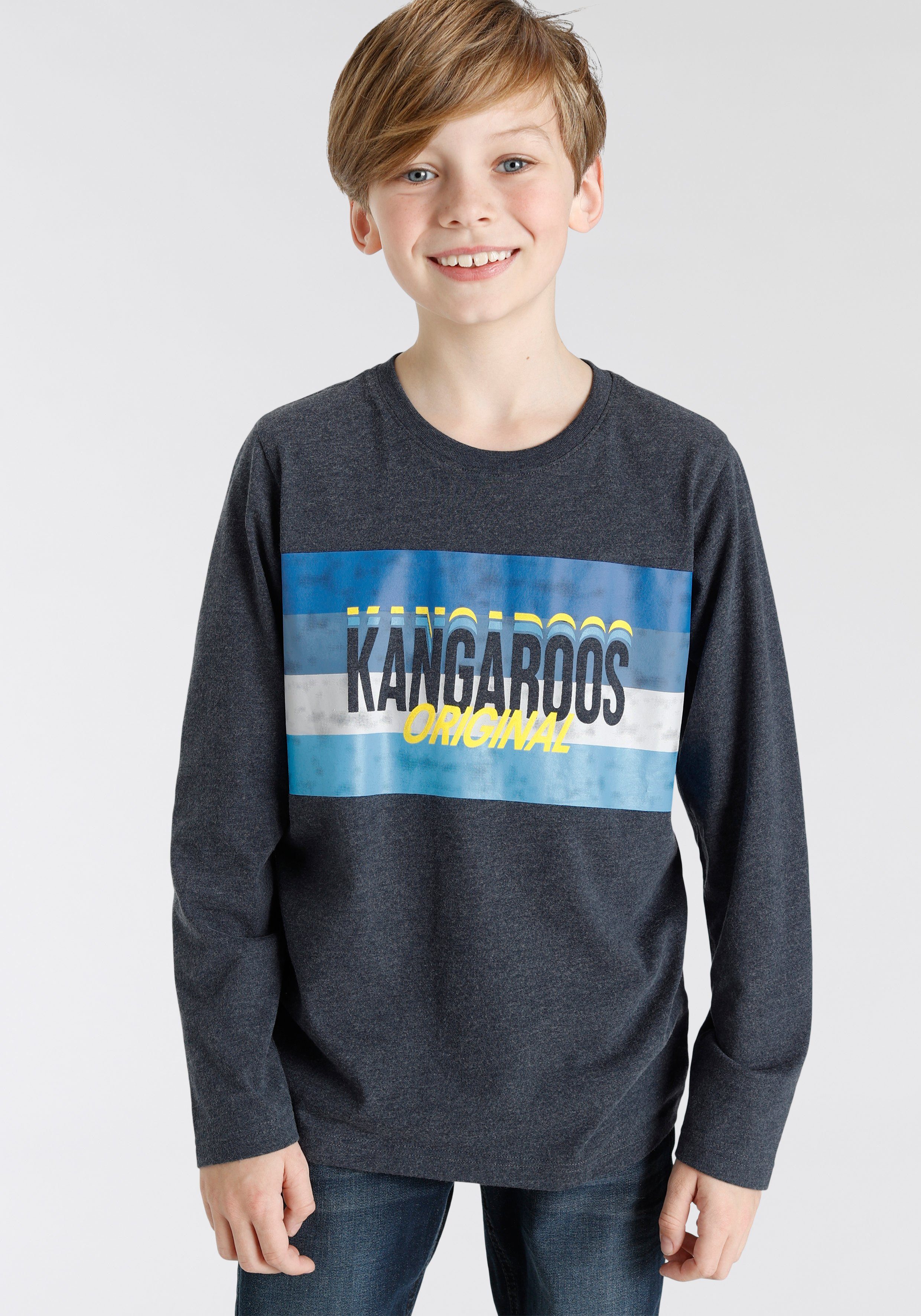 KangaROOS Langarmshirt in melierter Qualität | Rundhalsshirts