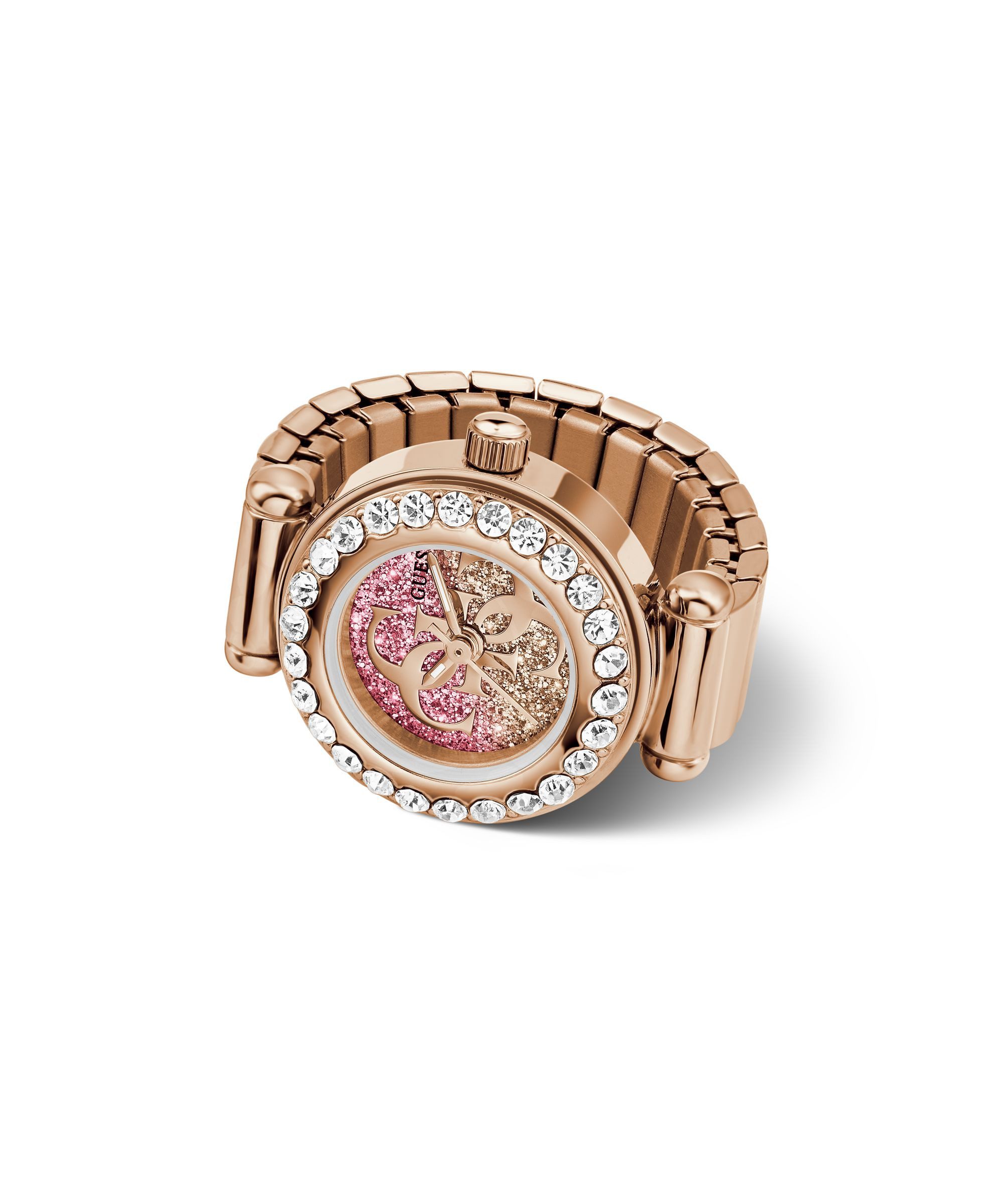 Guess Uhrenring ANNA GW1022L4, Quarzuhr, Damenuhr, Edelstahlringschiene, analog