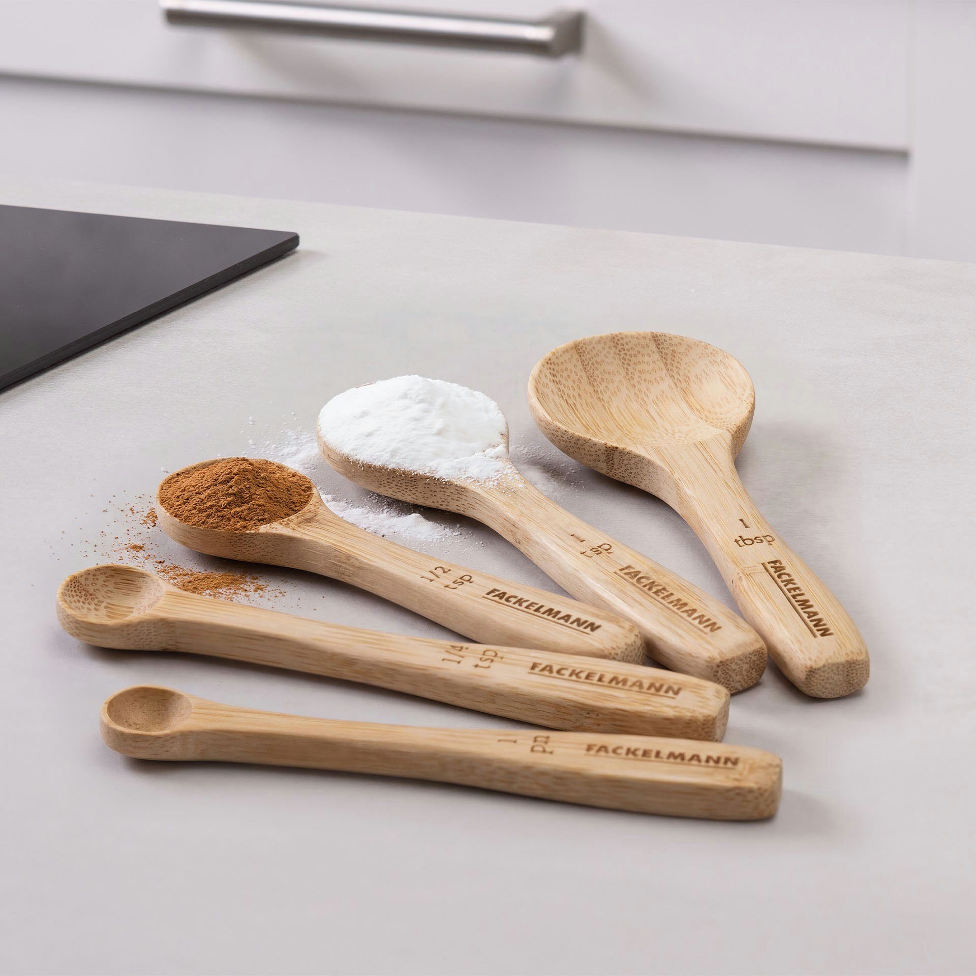FACKELMANN Messlöffel Messlöffel-Set, Dosierlöffel, Maßlöffel, Holzlöffel