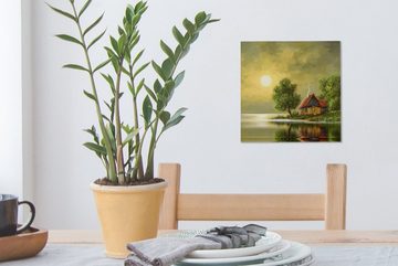 OneMillionCanvasses® Gemälde Gemälde - Ölfarbe - Haus - Natur - Wasser, (1 St), Leinwand Bilder für Wohnzimmer Schlafzimmer