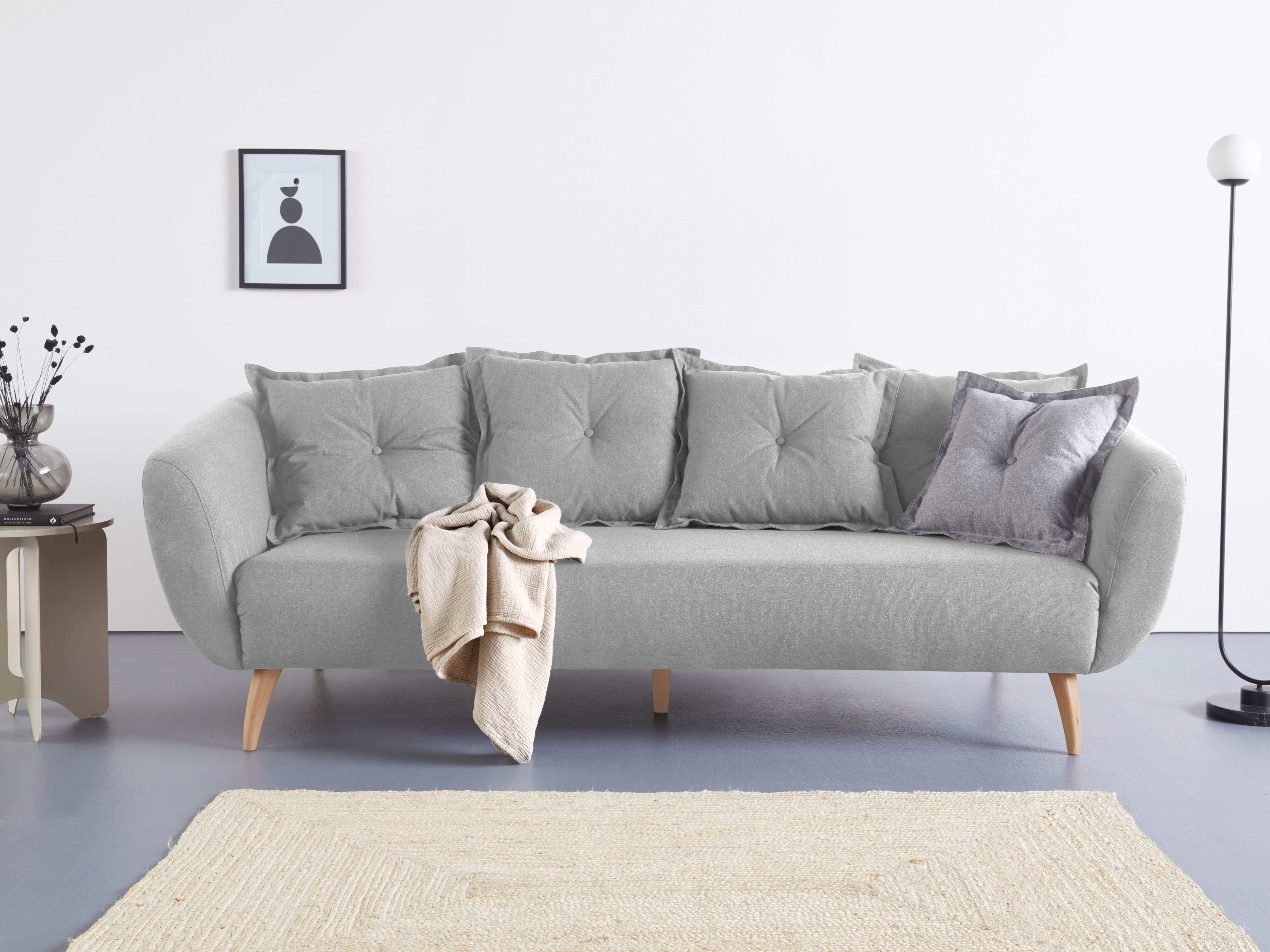 Home affaire 3-Sitzer Baggio modern und romantisches Design, bequem, Zierkissen inklusive