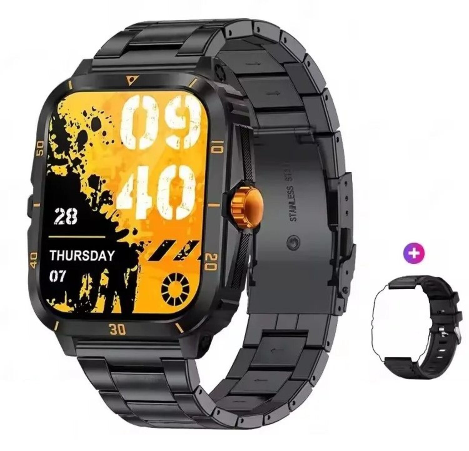 Nagham Ghazal Aswad Smartwatch 1,96 Bildschirm Bluetooth Anruf 100 + Sport 2025 Smartwatch (3,9cm cm)