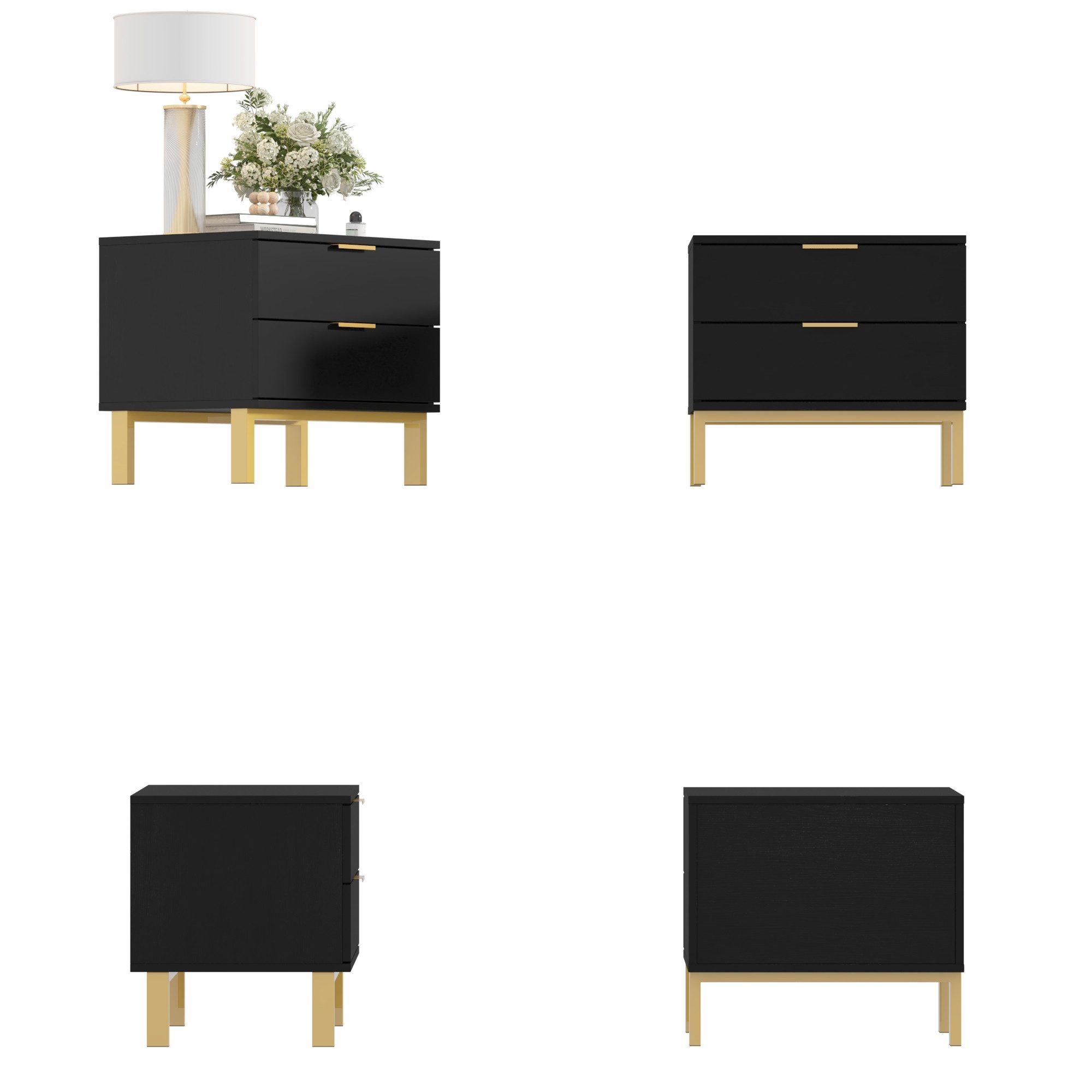 FUFU&GAGA Nachtschrank Nachtschrank mit Schubladen, Schwarz, günstig online kaufen