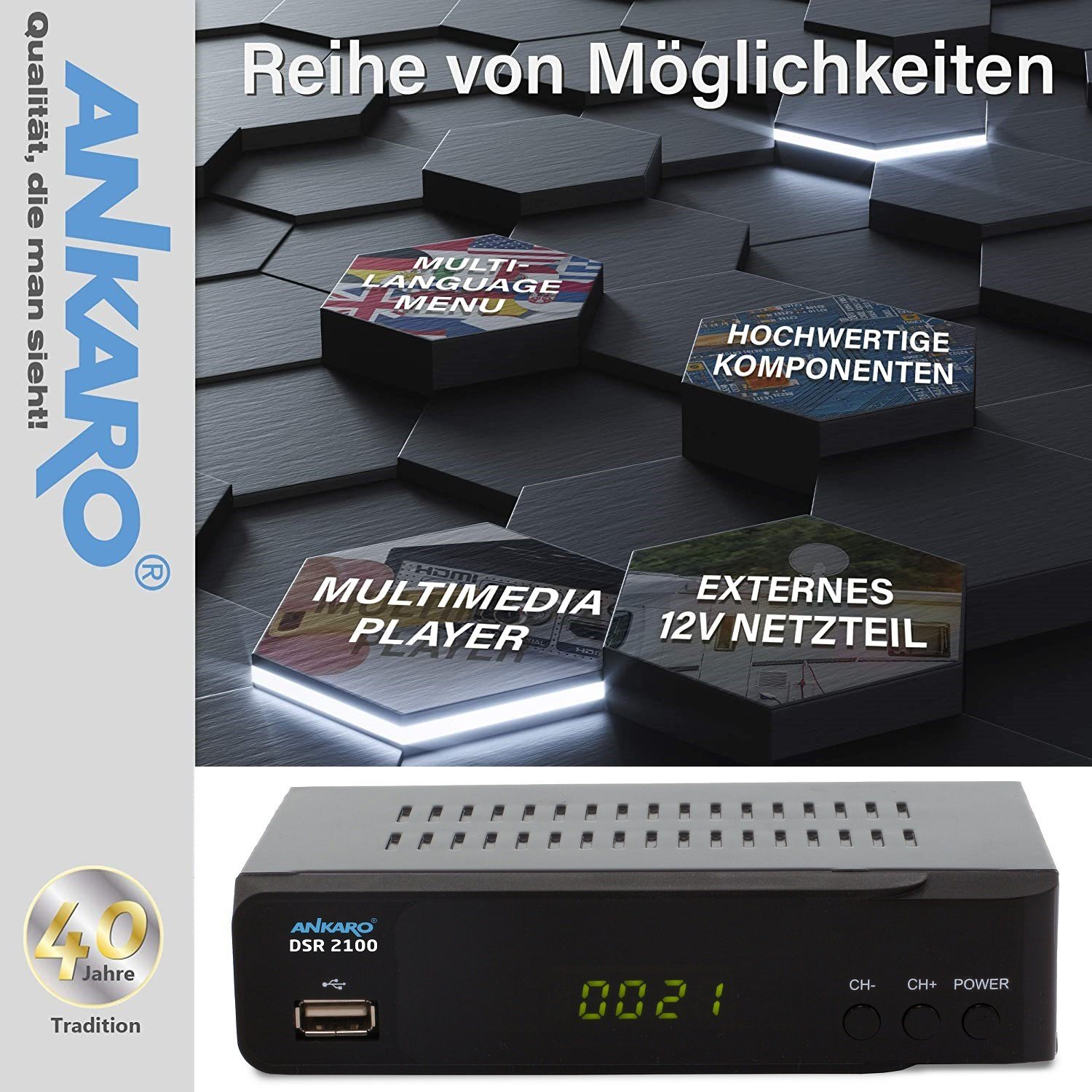 Ankaro Ankaro DSR 2100 digitaler Full HD 1080p Satelliten Receiver schwarz Satellitenreceiver