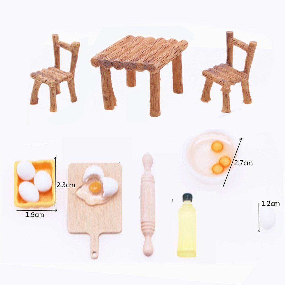 SCRTD Puppen-Tischsitz Puppenhauseinrichtung aus Holz,Puppenhaus Küche  Spielzeug