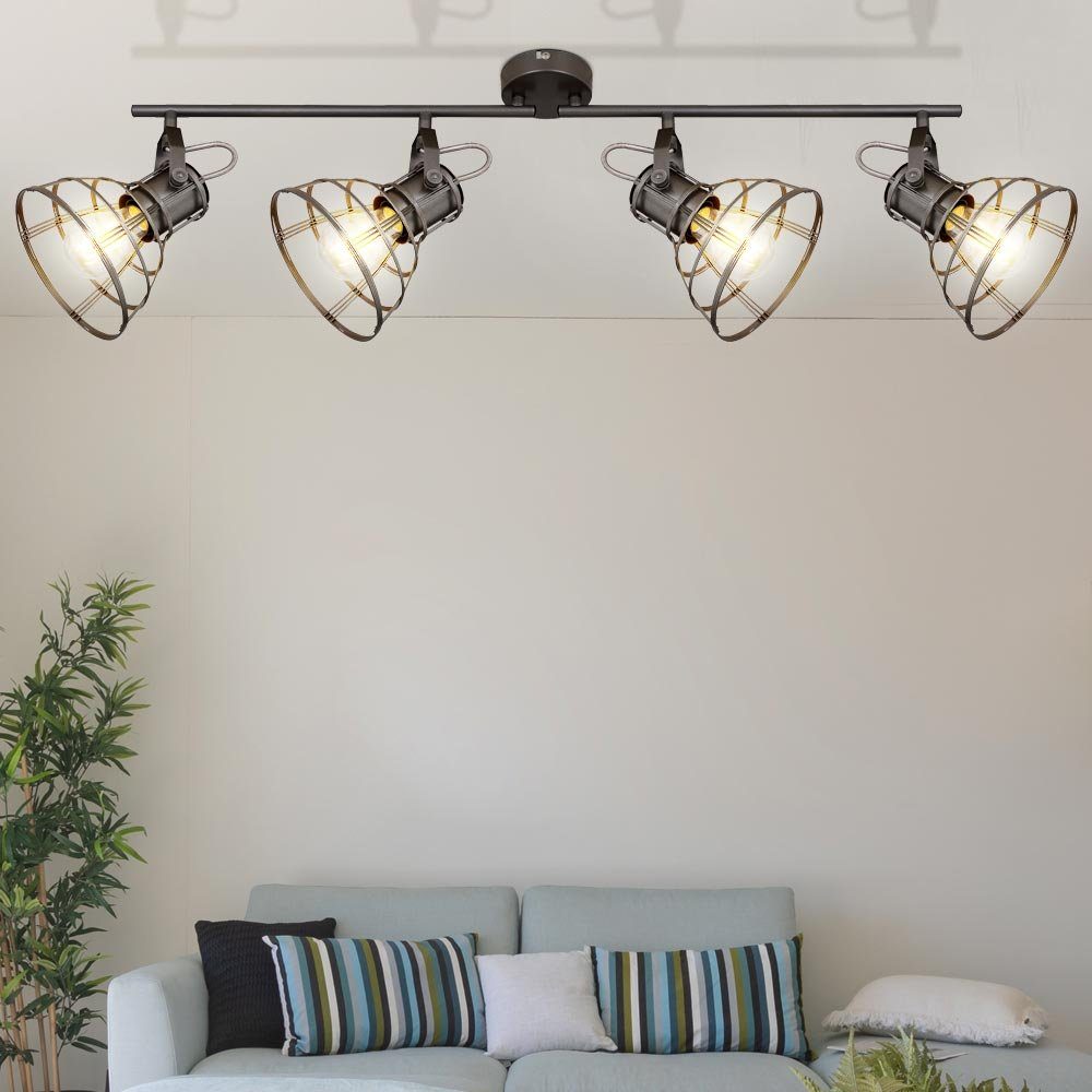 etc-shop LED Deckenspot, Leuchtmittel nicht inklusive, Decken Lampe Ess Zimmer Beleuchtung Käfig Gitter Lampe grau grün