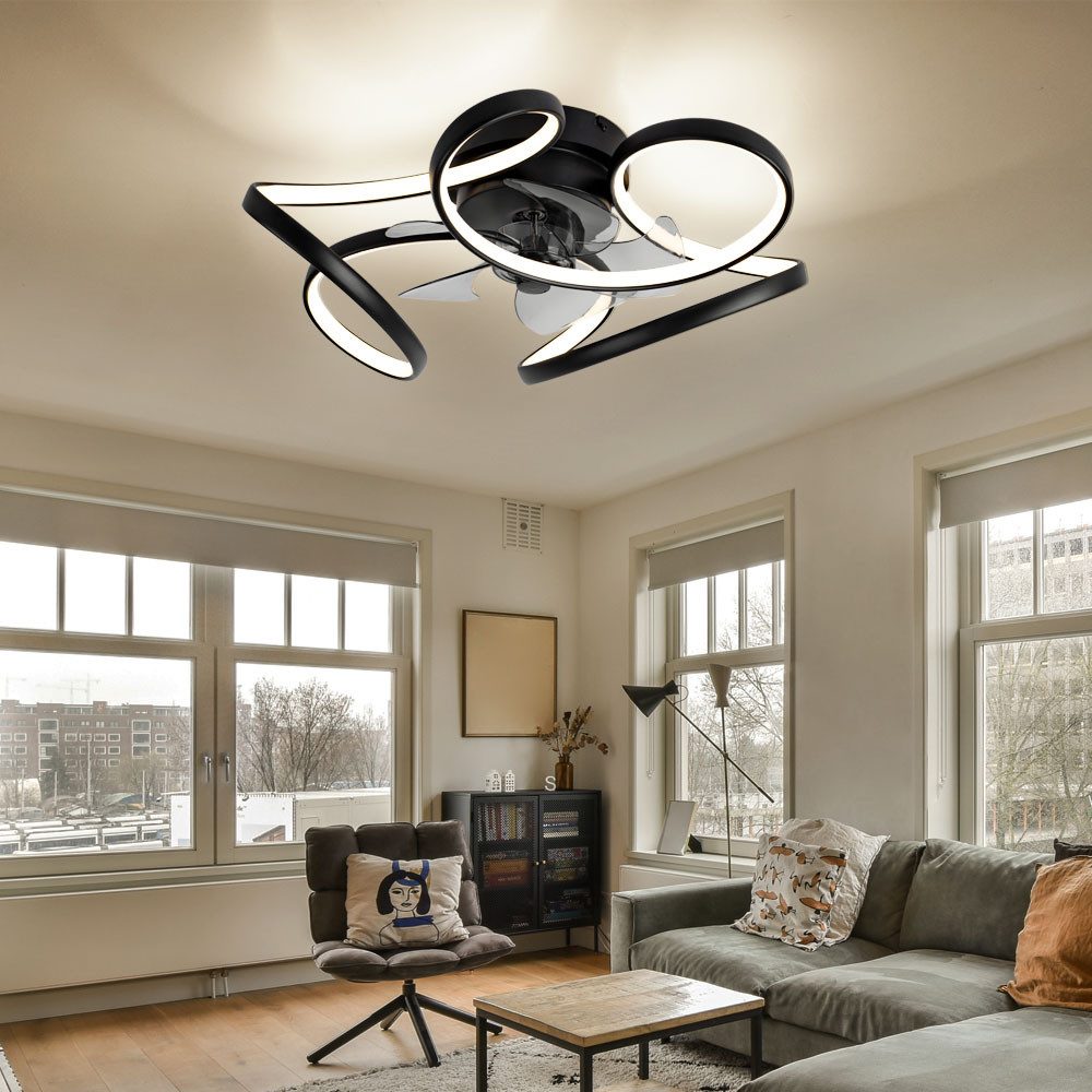 GLOBO LIGHTING LED Deckenleuchte, LED-Leuchtmittel fest verbaut, Warmweiß, Neutralweiß, Tageslichtweiß, Deckenlampe Ventilator Wohnzimmerleuchte Fernbedienung LED dimmbar CCT