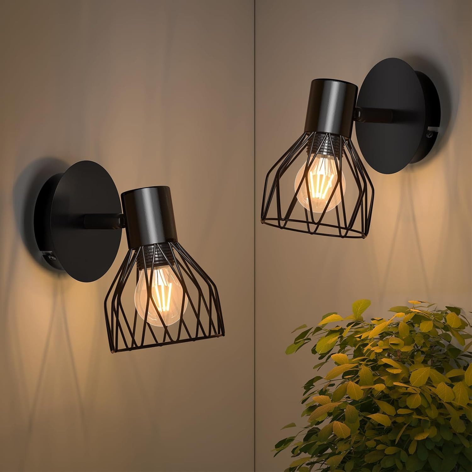 FELIXLEO LED-Lichterkette Wandleuchte für den Innenbereich, kabellose E14 Wandleuchte, 2er Set