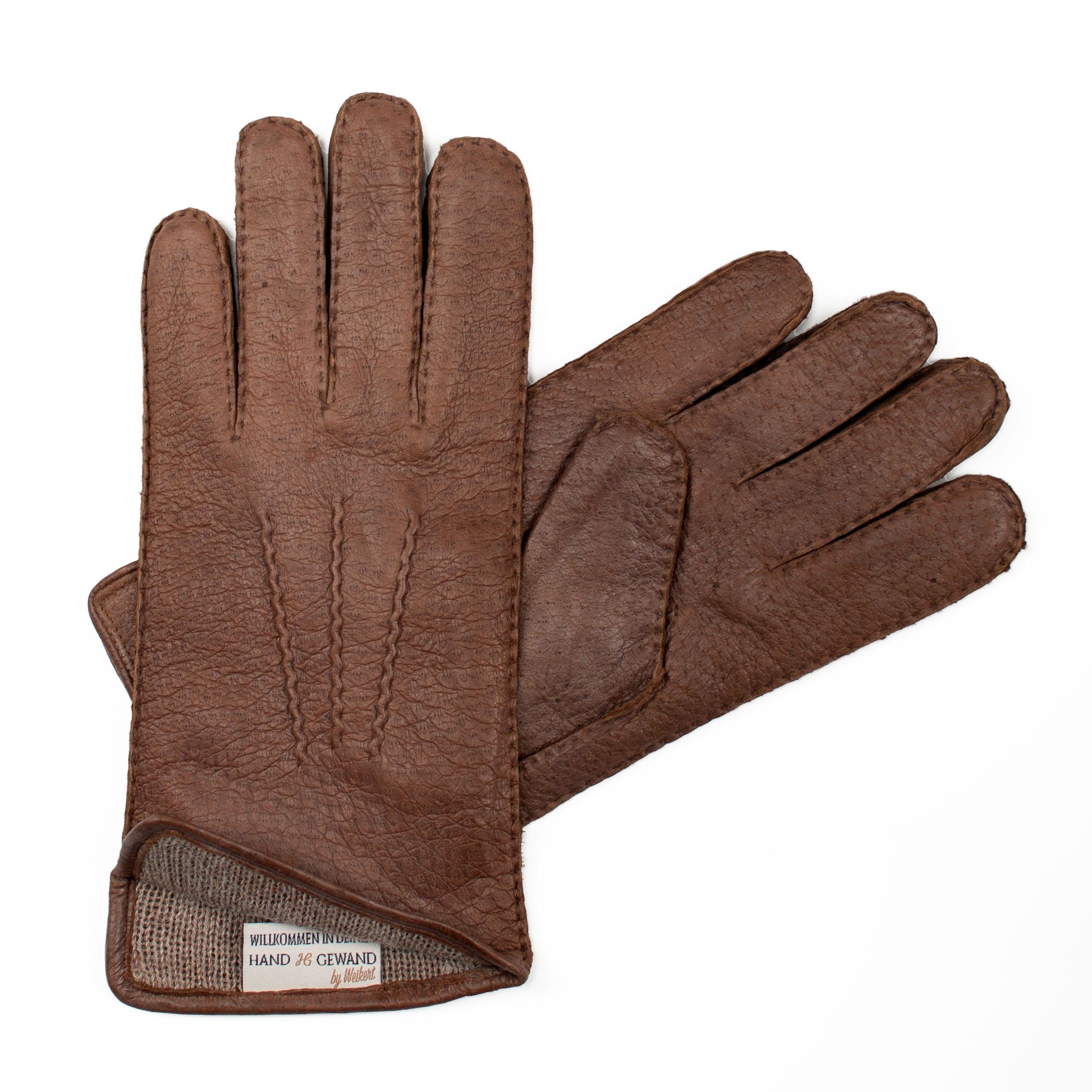 Hand Gewand by Weikert Lederhandschuhe SIR HELMUT- Peccary Lederhandschuhe mit Alpaka gefüttert