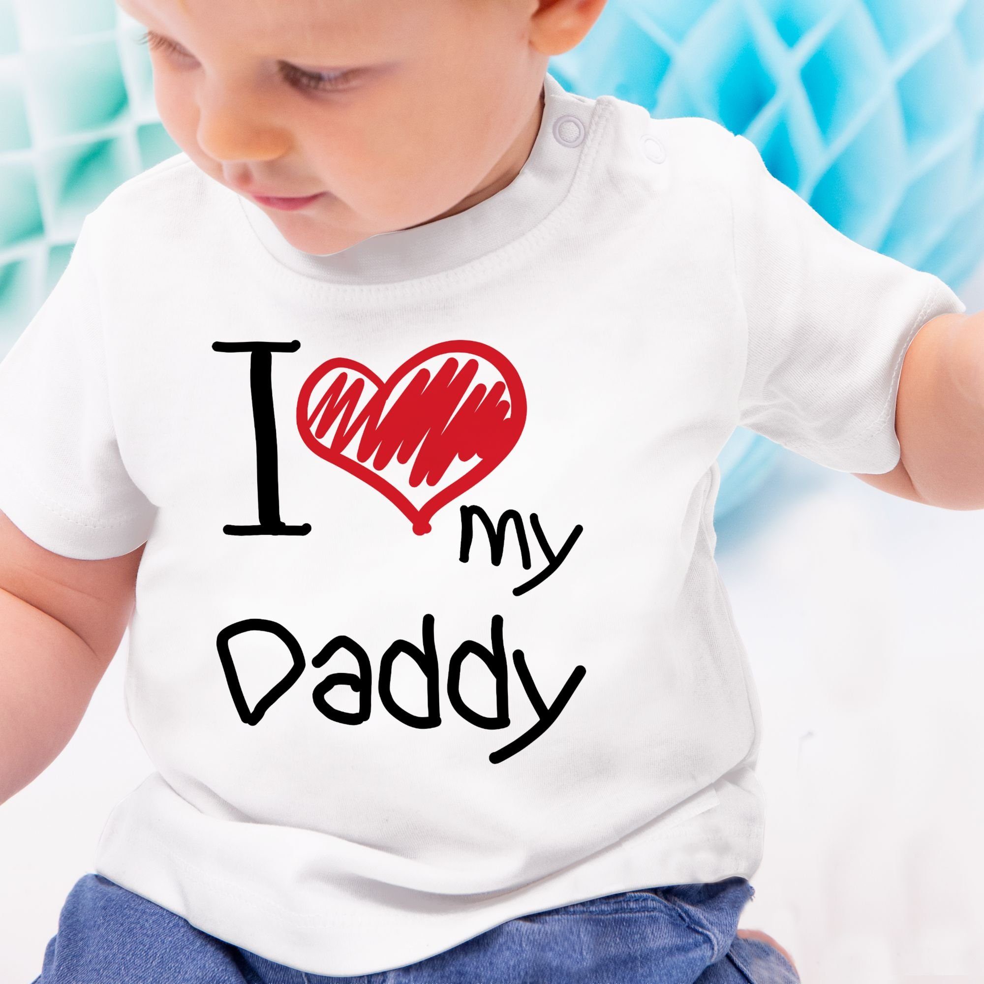 Shirtracer Geschenk Baby Weiß 1 Daddy my I schwarz Vatertag love T-Shirt