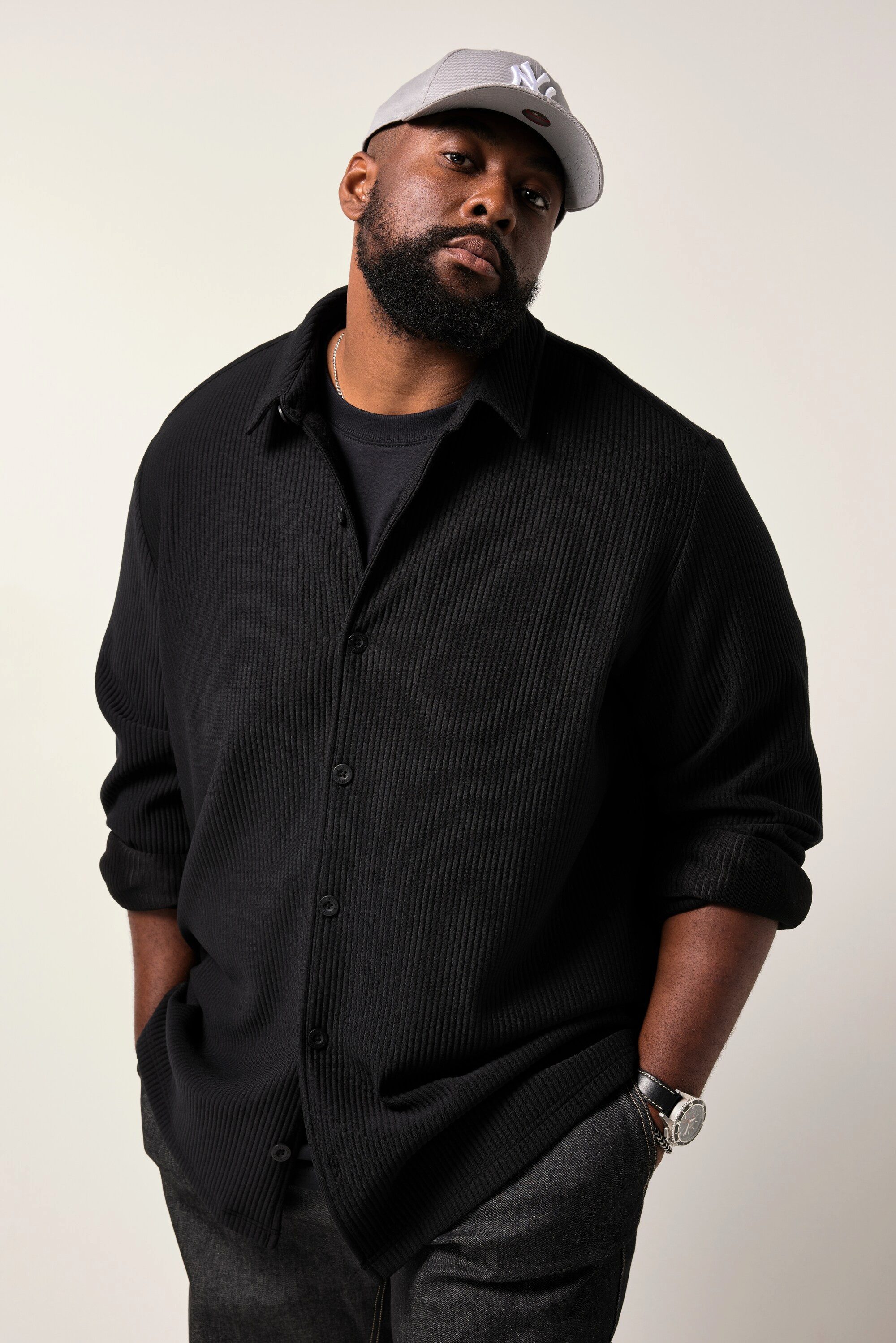 STHUGE Businesshemd STHUGE Overshirt Langarm Rippjersey bis 8 XL günstig online kaufen