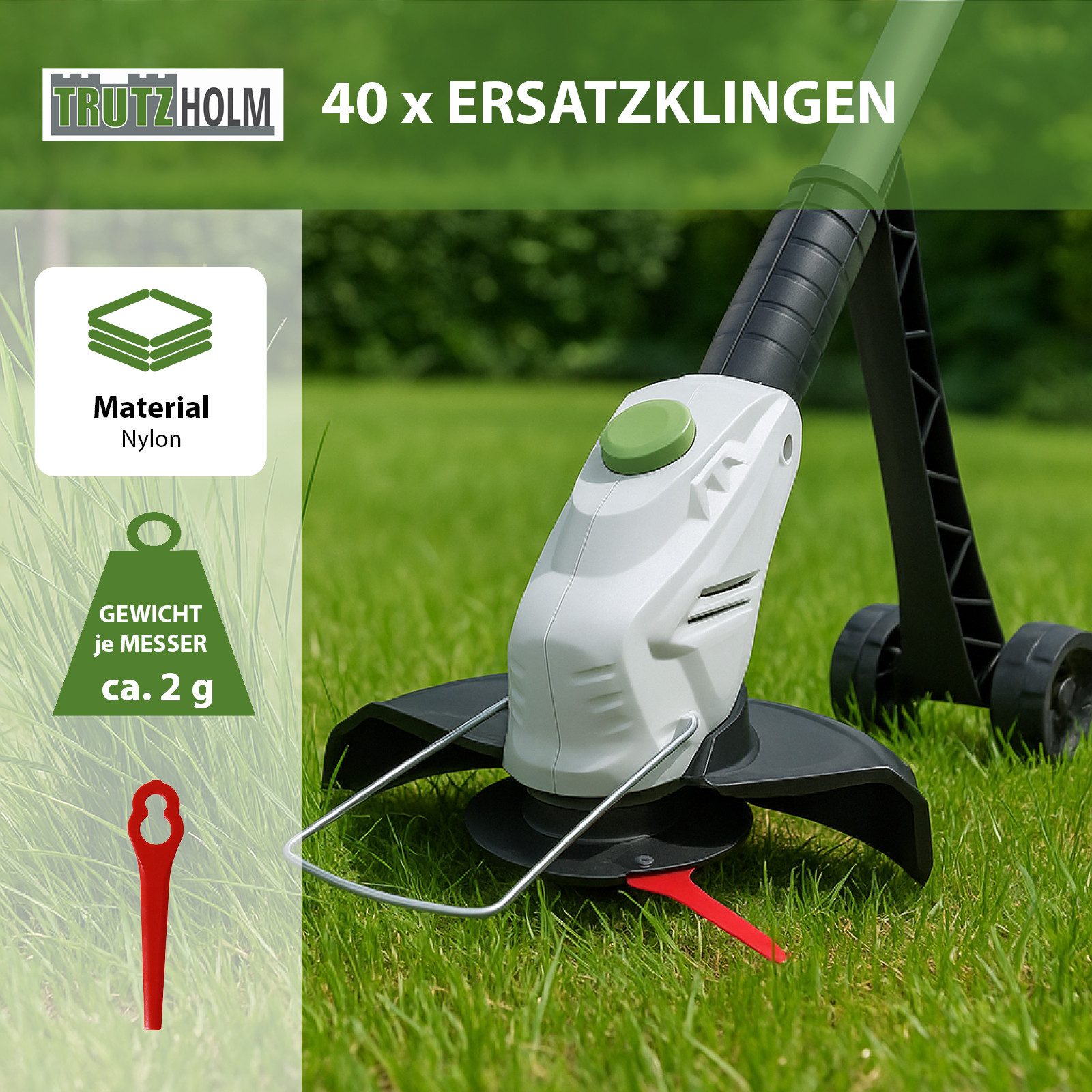 TRUTZHOLM Лезвие кустореза 40x Ersatzklingen für Rasentrimmer Rasenkantenschneider Nylonmesser (Set, 40-St)