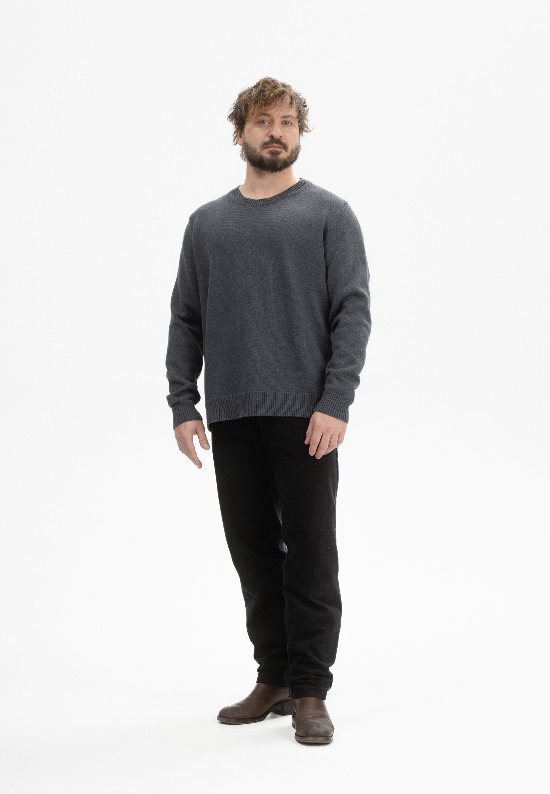 MELA Strickpullover Strickpullover Style CHARUN Gerippter Kragen, Saum und gerippte Bündchen