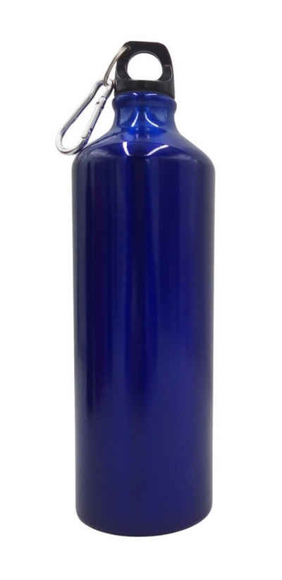 BURI Trinkflasche Aluminium Trinkflasche 1000ml farbig mit Karabiner Wasserflasche Sport