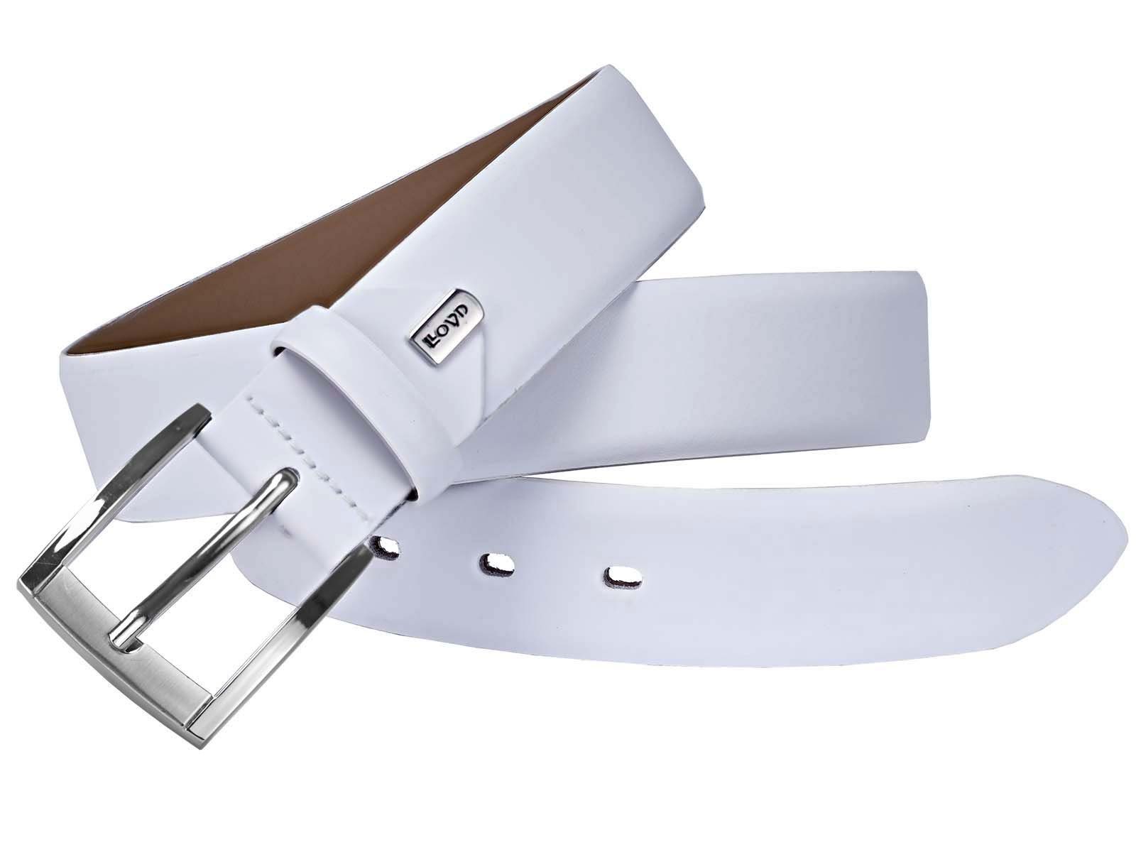 LLOYD Men’s Belts Ledergürtel LLOYD-Herren-Ledergürtel 35 mm Dorn-Schließe white