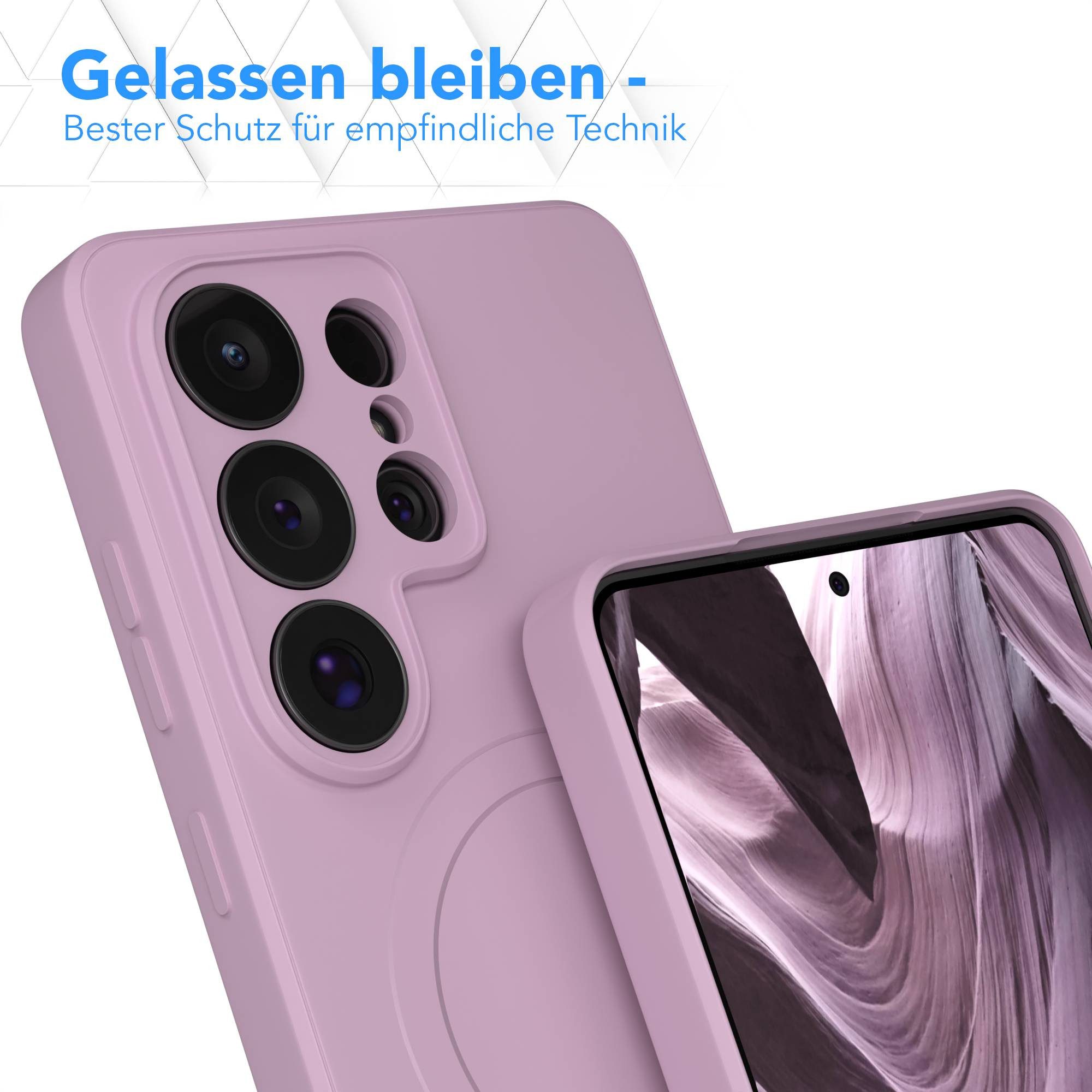 EAZY CASE Handyhülle MagSafe Silikon für Samsung Galaxy S26 Ultra 6,9 Zoll, MagSafe Slimcover Kameraschutz Qi-Charging Softcover weich Flieder – Bild 4 von 5