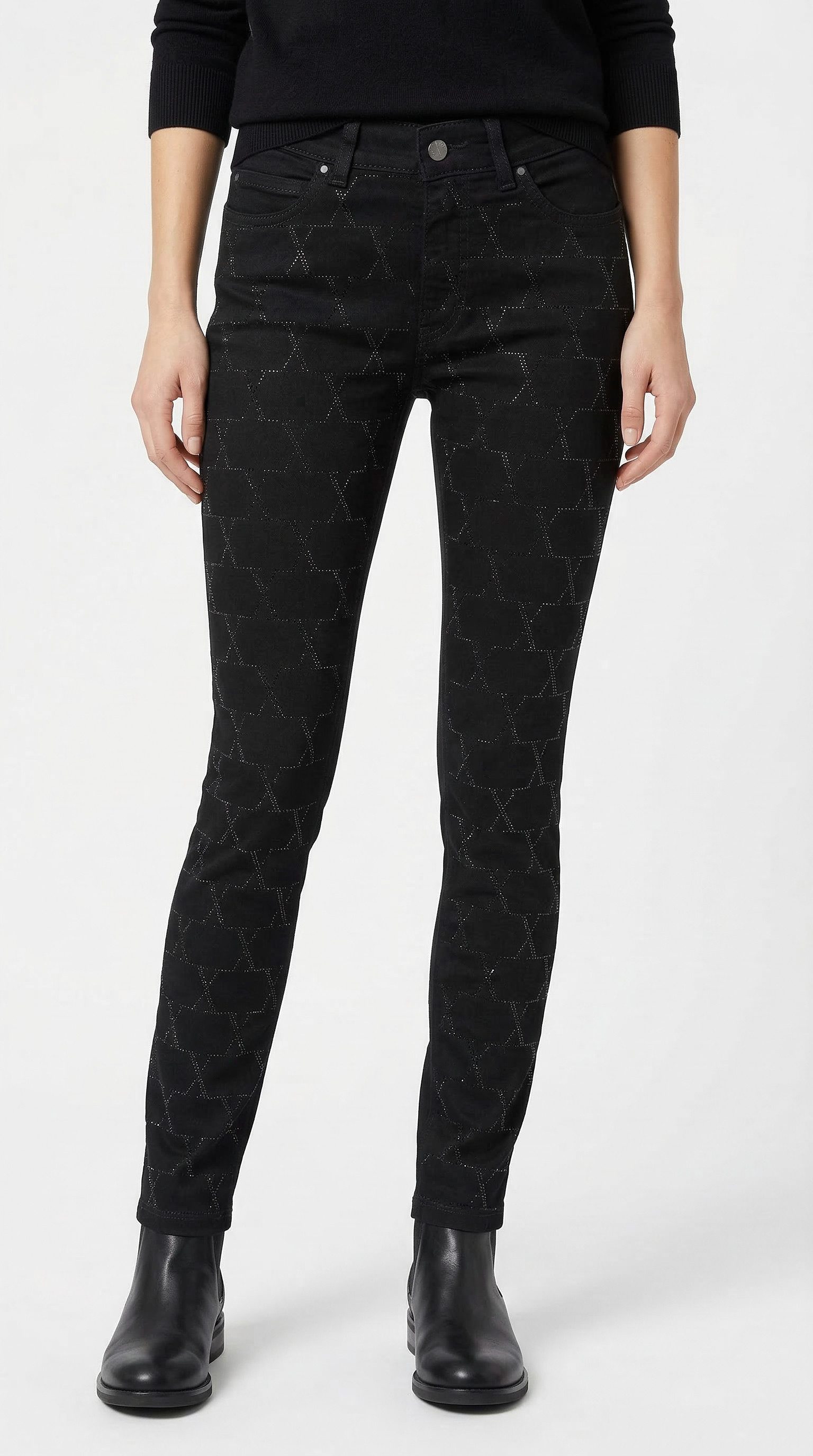 MAC Skinny-fit-Jeans DREAM SKINNY chain glitter mit Glitzersteine Muster