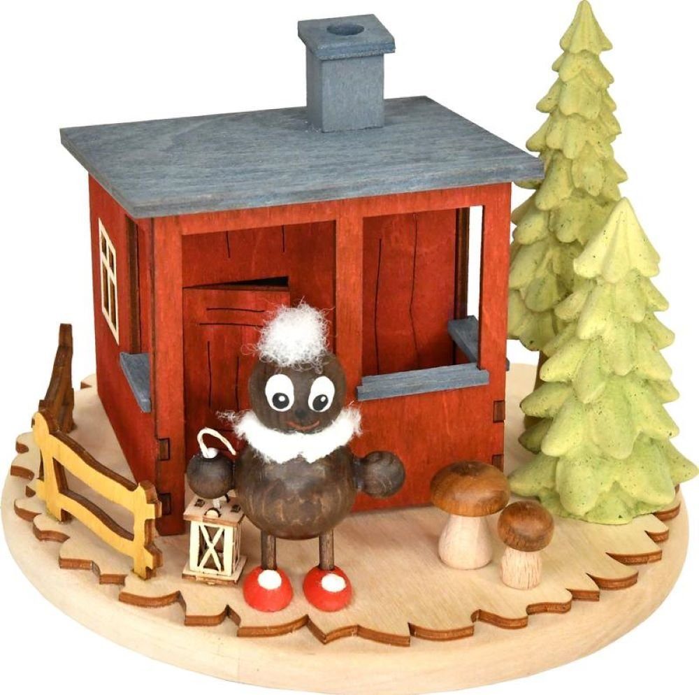 RATAGS Räucherhaus Pitti mit Gartenlaube (Breite 16cm, Höhe 12cm), Handwerkskunst original Erzgebirge