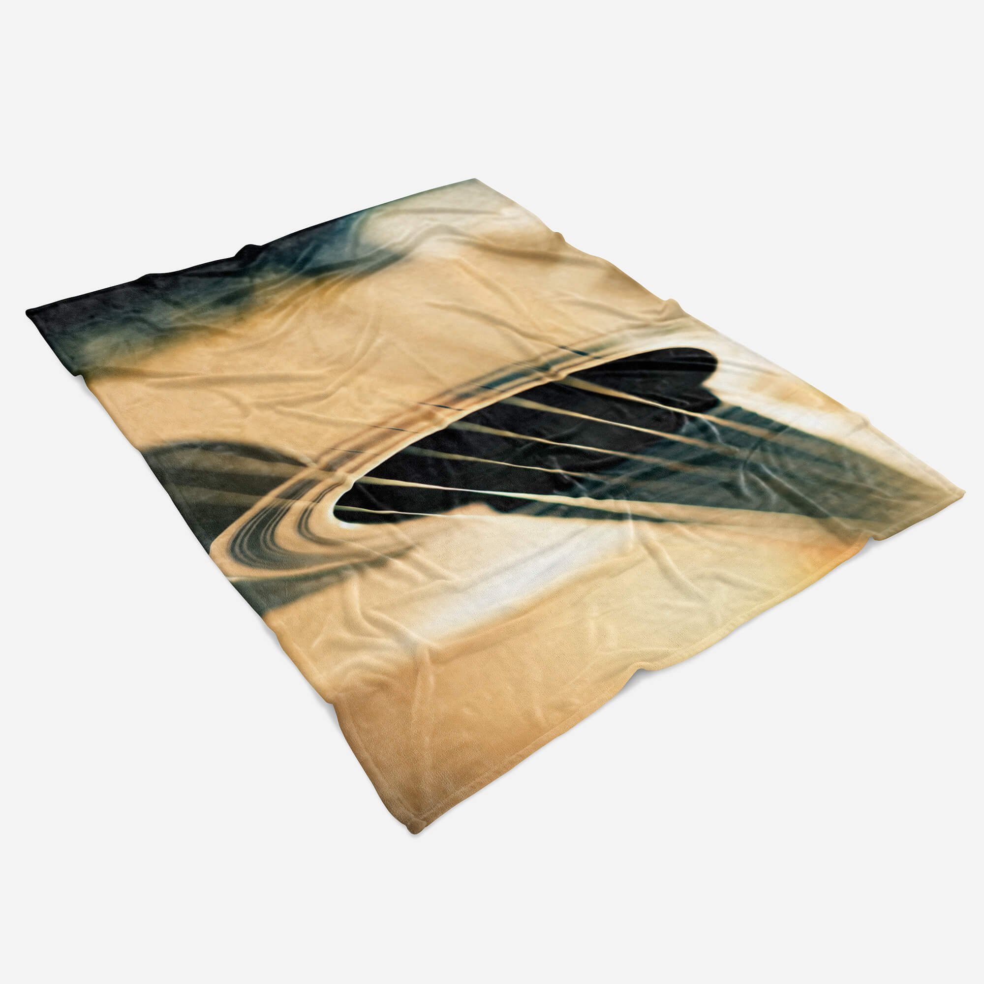 Sinus Art Handtücher Handtuch Strandhandtuch Fotokunst, Fotomotiv (1-St), Baumwolle-Polyester-Mix Saunatuch Kuscheldecke mit Handtuch Gitarre