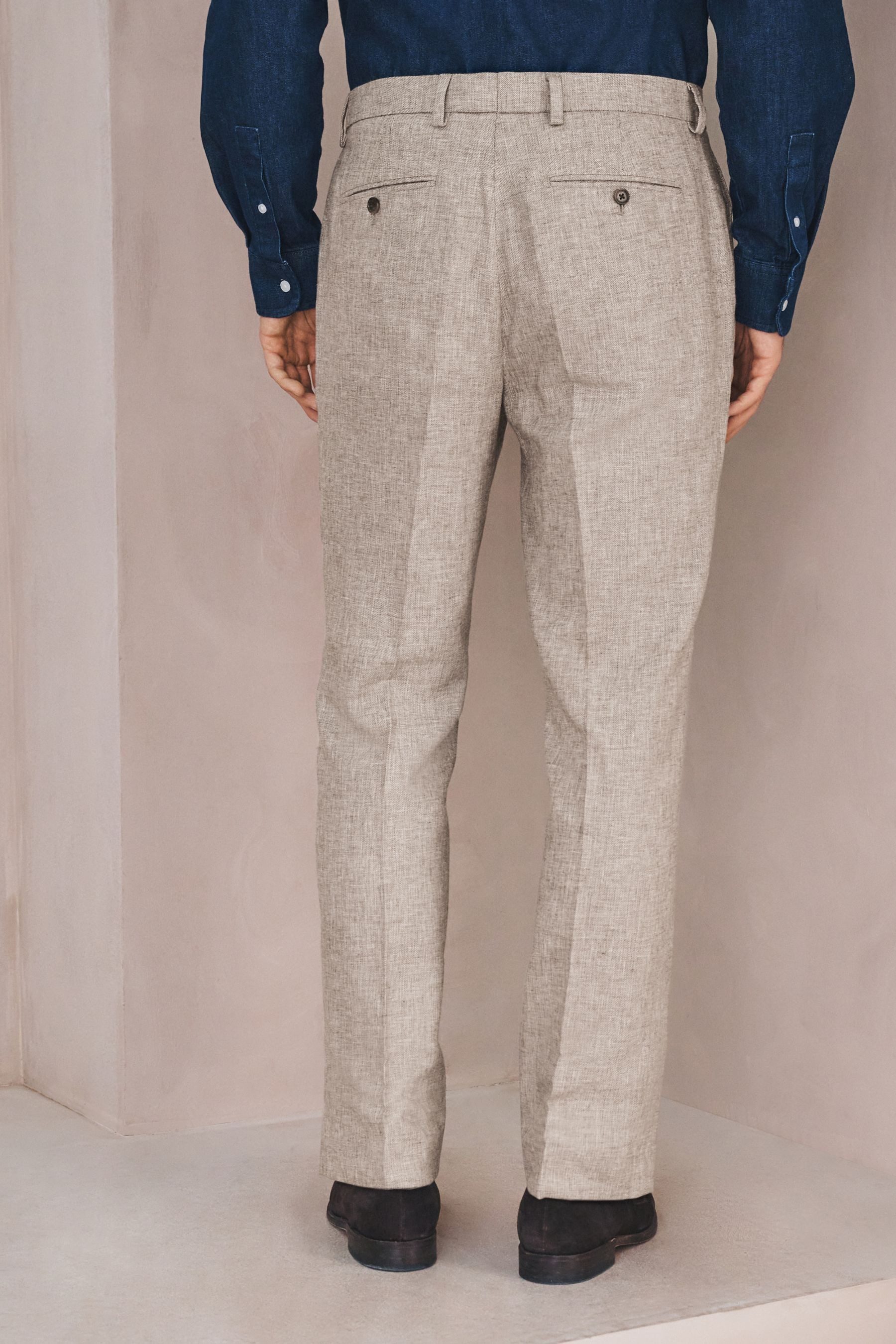 Next Anzughose Strukturierte Tailored Fit Anzughose aus Leinenmix (1-tlg)