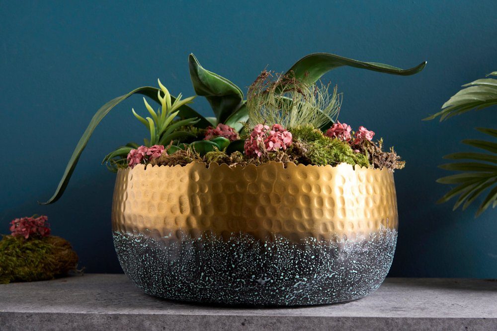 riess-ambiente Dekoschale ORIENT 31cm gold (Einzelartikel, 1 St), Wohnzimmer · Metall · handmade · Übertopf