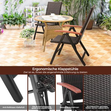 TLGREEN Klappstuhl 5-Fach Verstellbarer Stuhl,wetterfest,Gartensessel mit Fußablage (2 St)