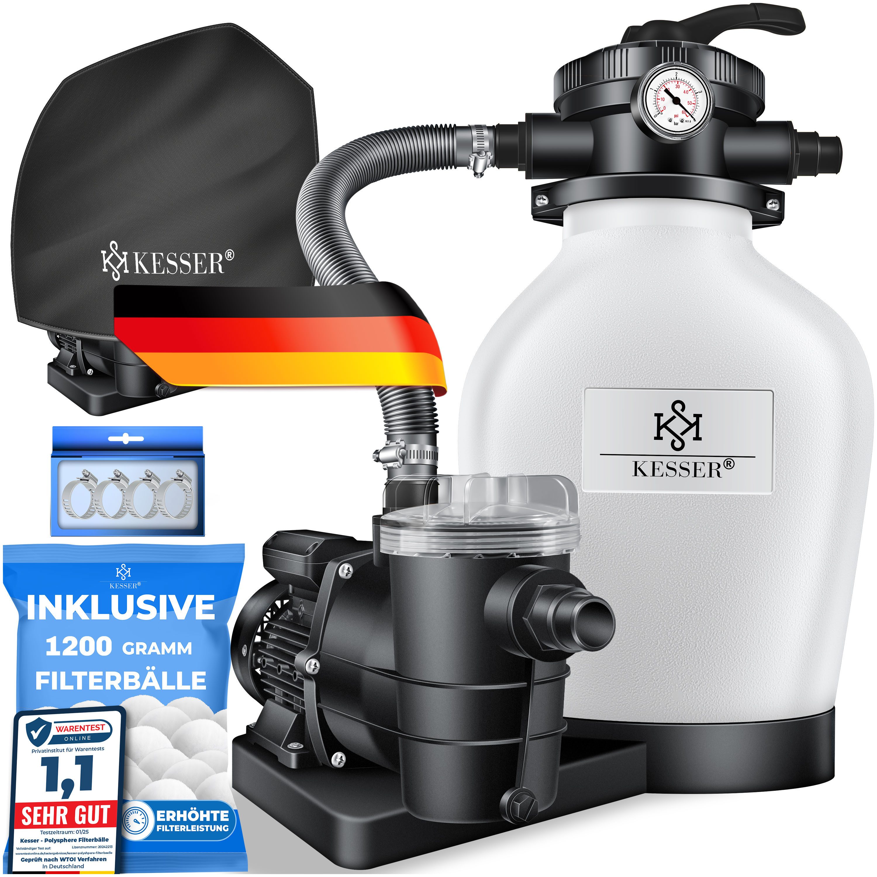KESSER Sandfilteranlage 600W Sandfilter für Pools 13200L/h Durchfluss Poolf günstig online kaufen
