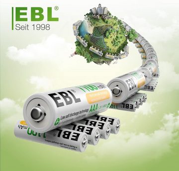 EBL AAA Akku 1100mAh mit hoher Kapazität, wiederaufladbar Batterien Akku (1,2 V, 4 St), 1.2V Micro AAA, 4er Pack
