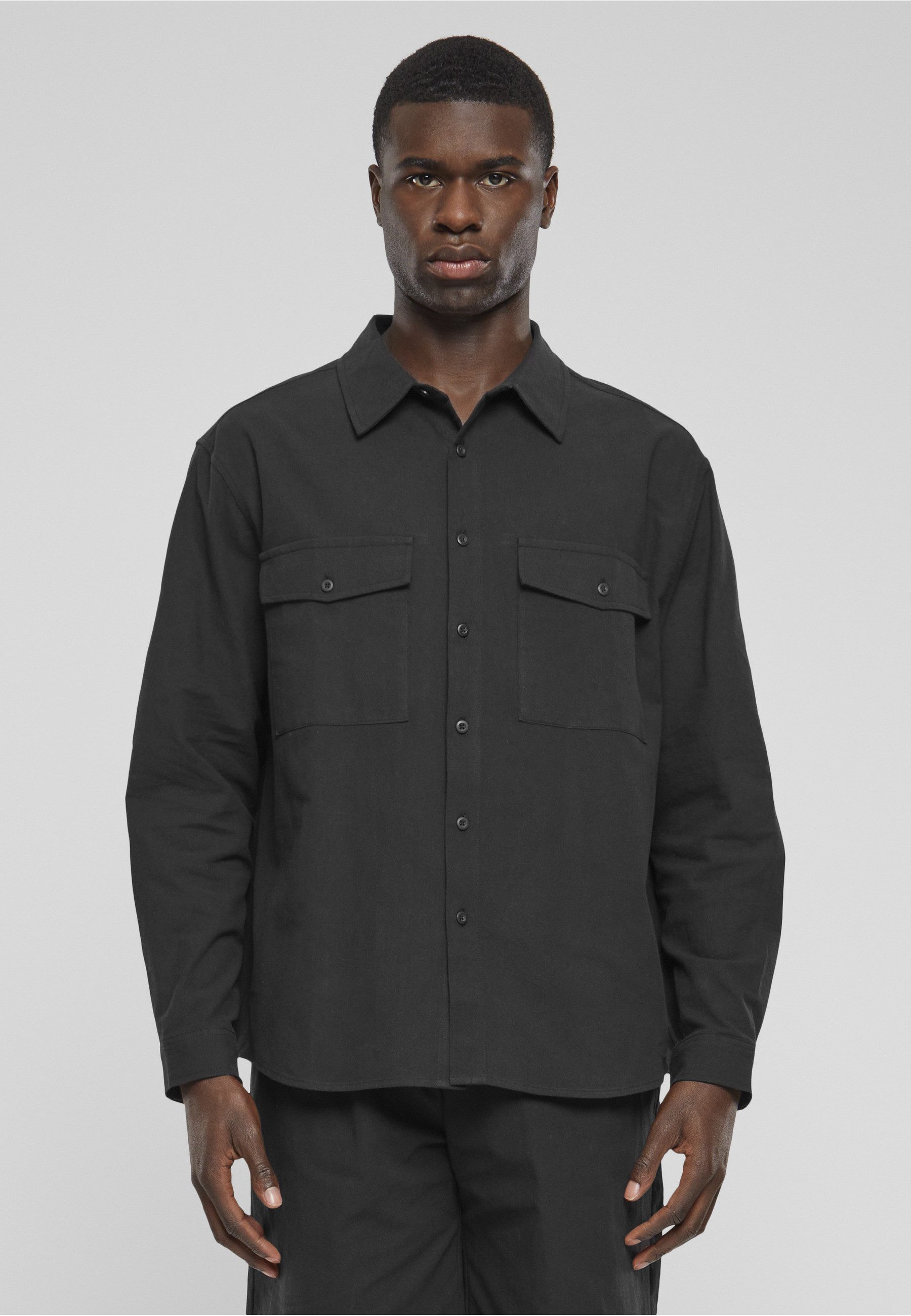 URBAN CLASSICS Langarmhemd Urban Classics Herren Basic Crepe Shirt (1-tlg)