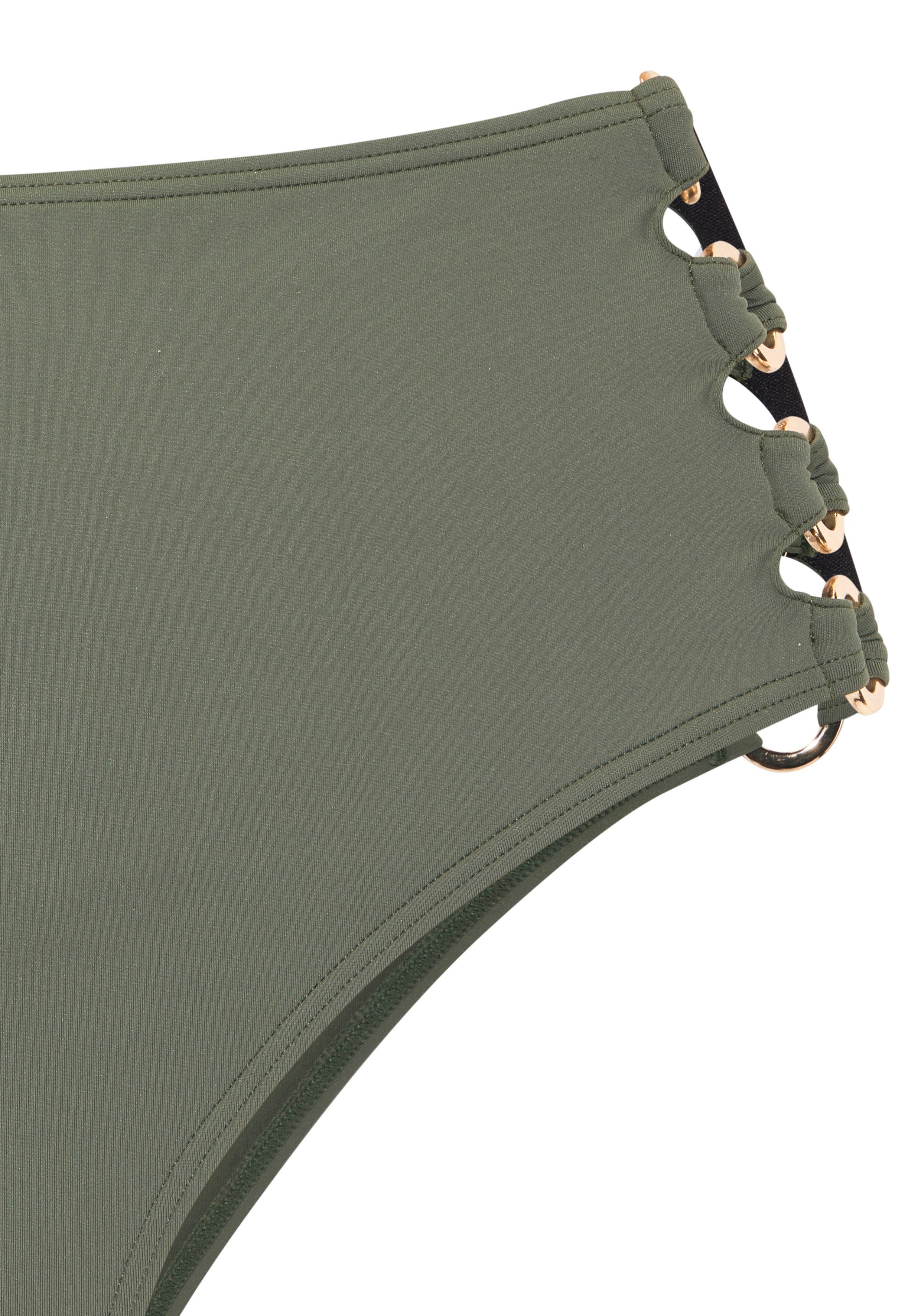 LASCANA Highwaist-Bikini-Hose Italy Goldfarbene Zierringe