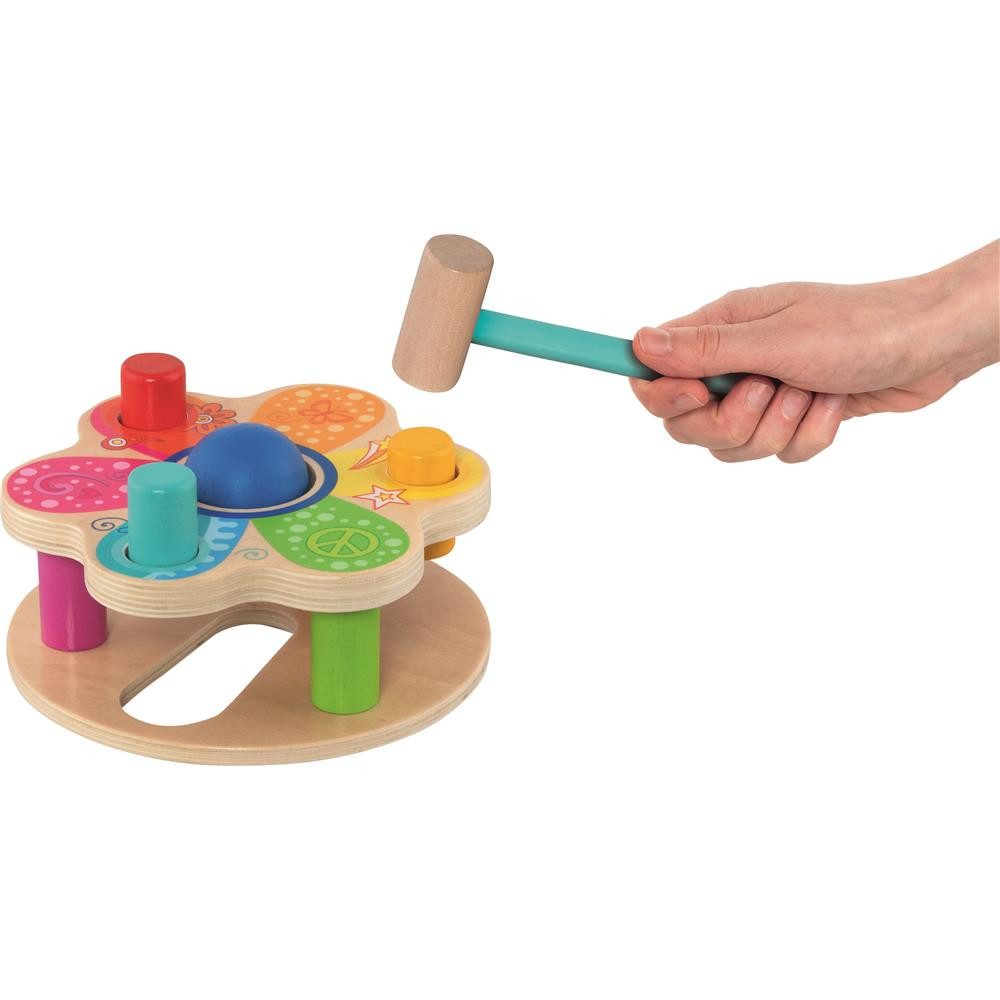 goki Klopfbank Klopfbank Hammerbank Holz Motorikspiel Steckspiel Kinder ab 1 Jahr, Fördert Motorik und Hand-Auge-Koordination